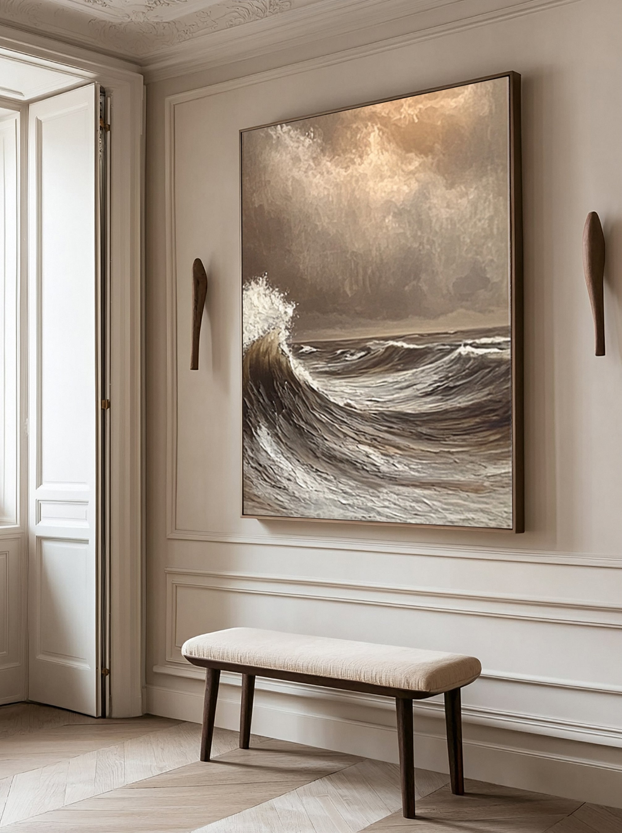 Modern Abstract Wave with Heavy Texture and Dramatic Sky #BGA 255