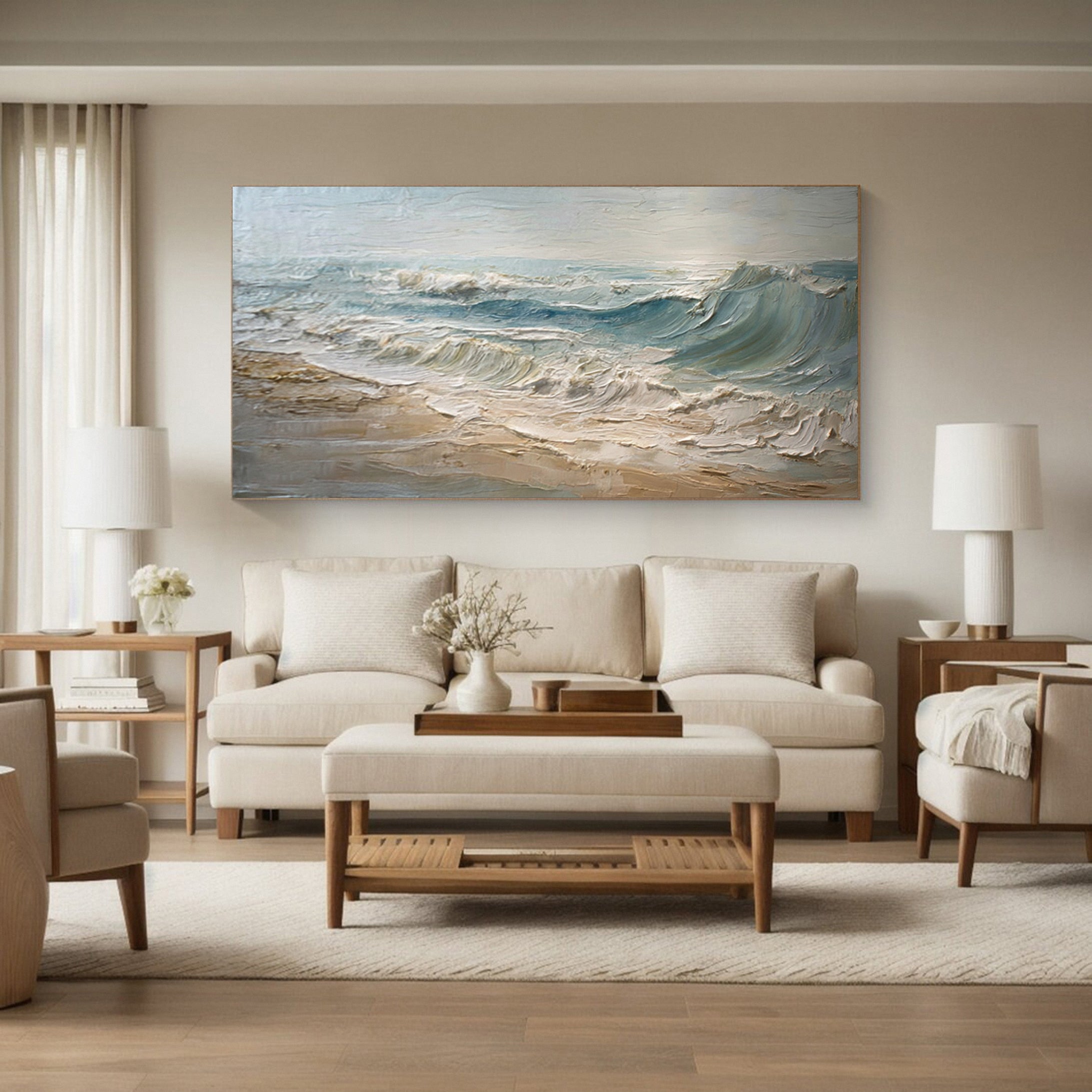 Contemporary Ocean Art Impasto Waves Wall Decor #WG 039