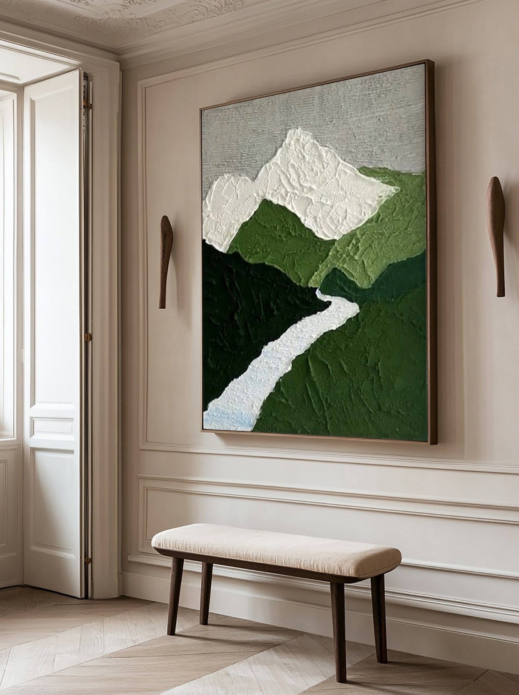 Abstract Canvas with Texture Evoking Peaks, Valleys And River #BGA 273