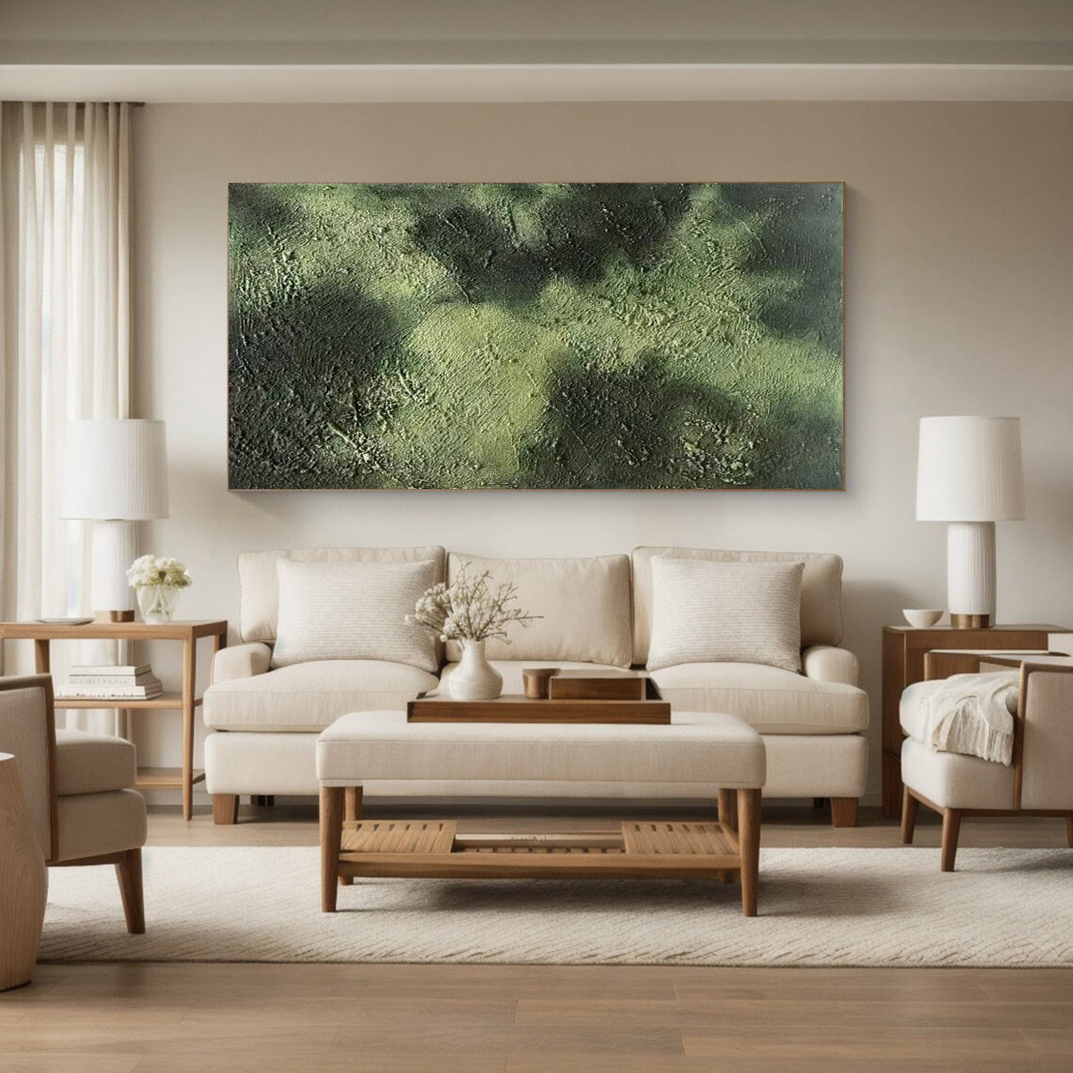 Green Abstract Ocean Wave Relief with Bold Tactile Surface #BGA 268