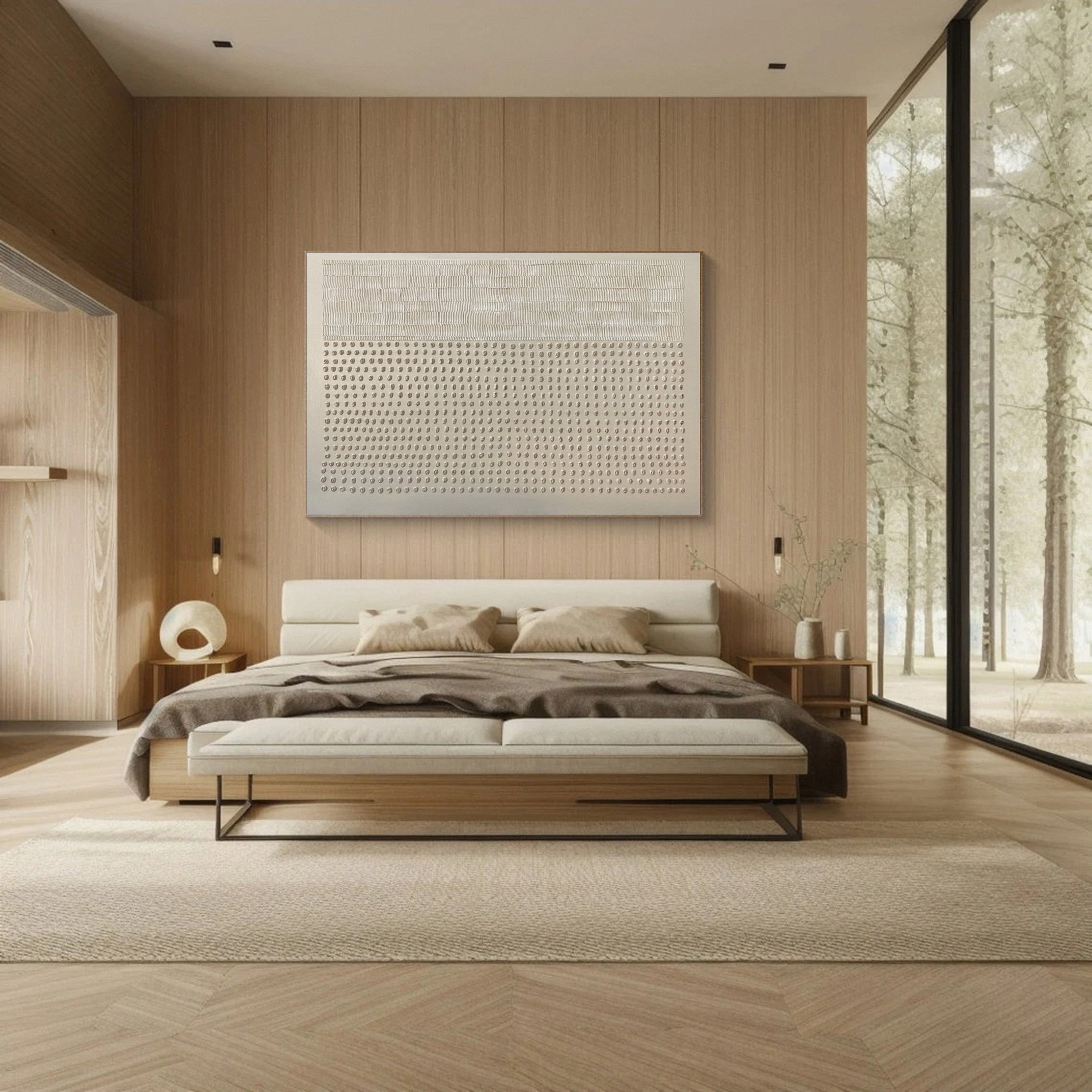 Abstract Neutral Composition with Linear and Dot Patterns #BGA 219