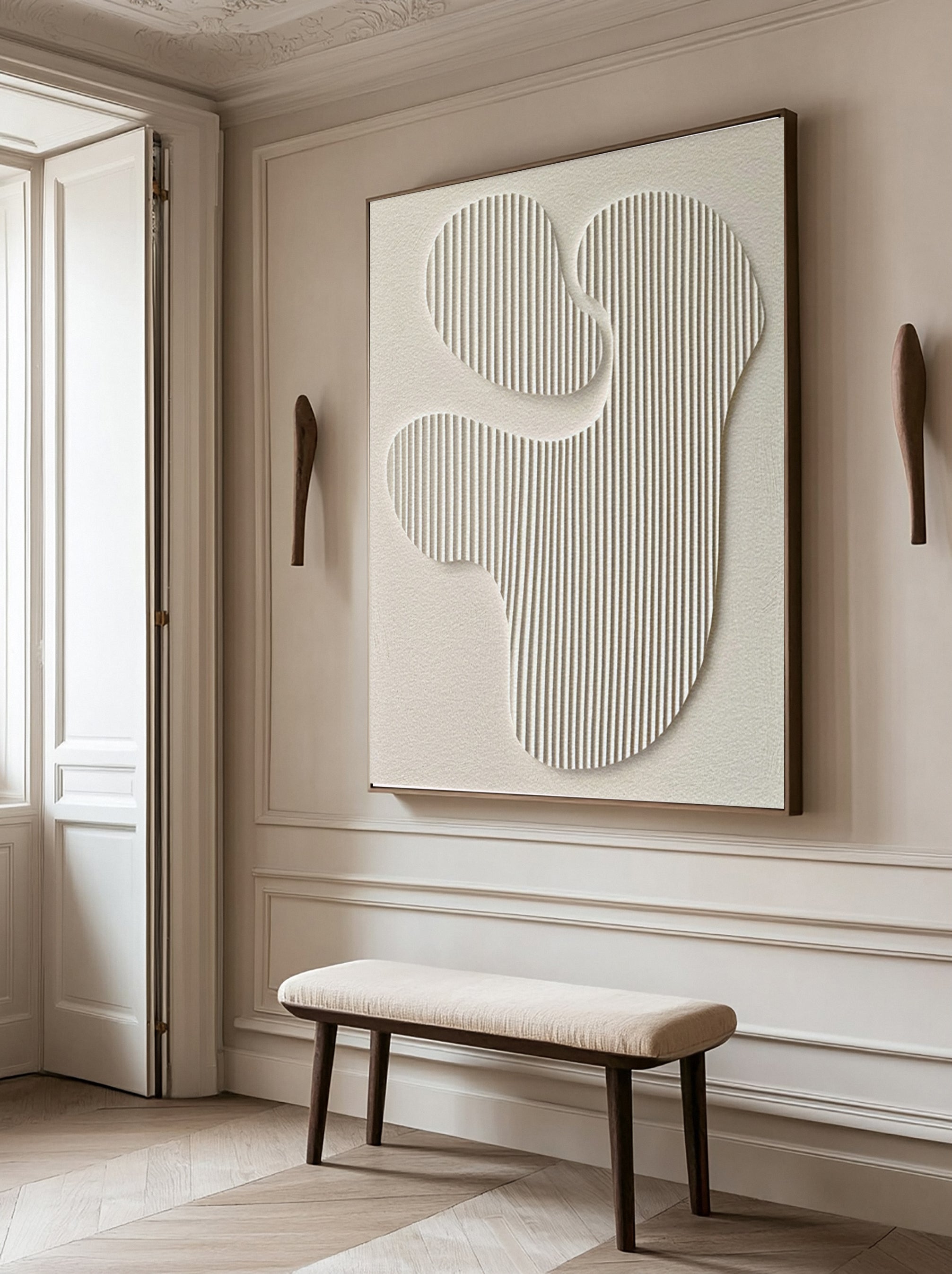 Minimalist Art with Textured Organic Forms and Vertical Lines #BGA 244