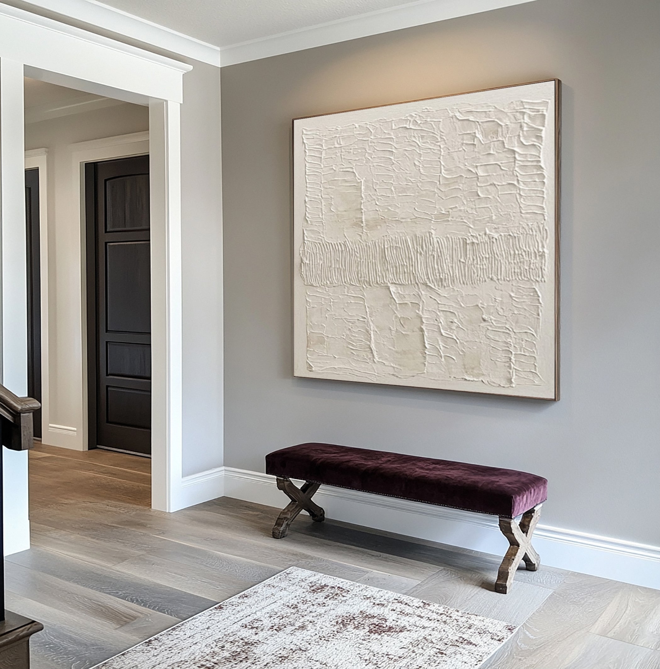 Minimalist Neutral Art with Varied Horizontal Tactile Bands #BGA 236