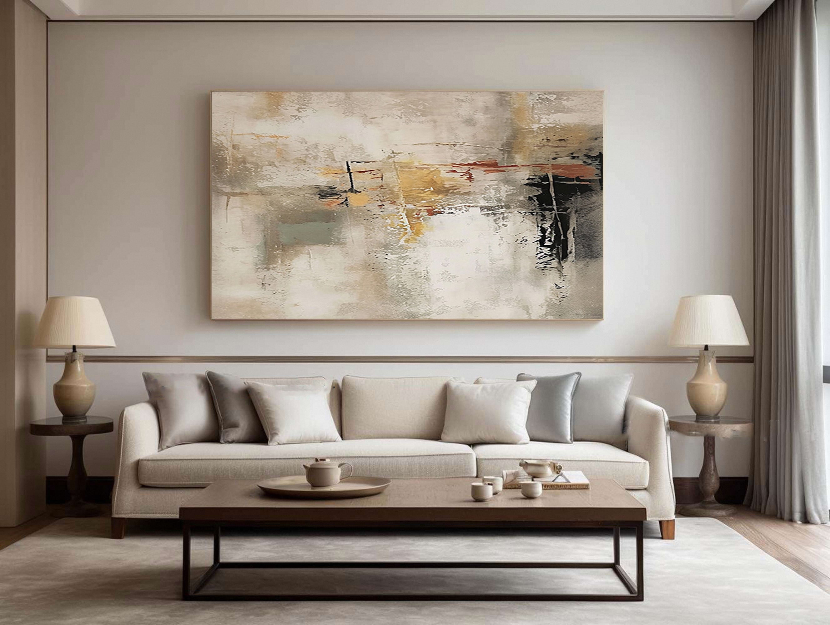 Large Abstract Canvas with Deep Texture and Muted Hues #BGA 218