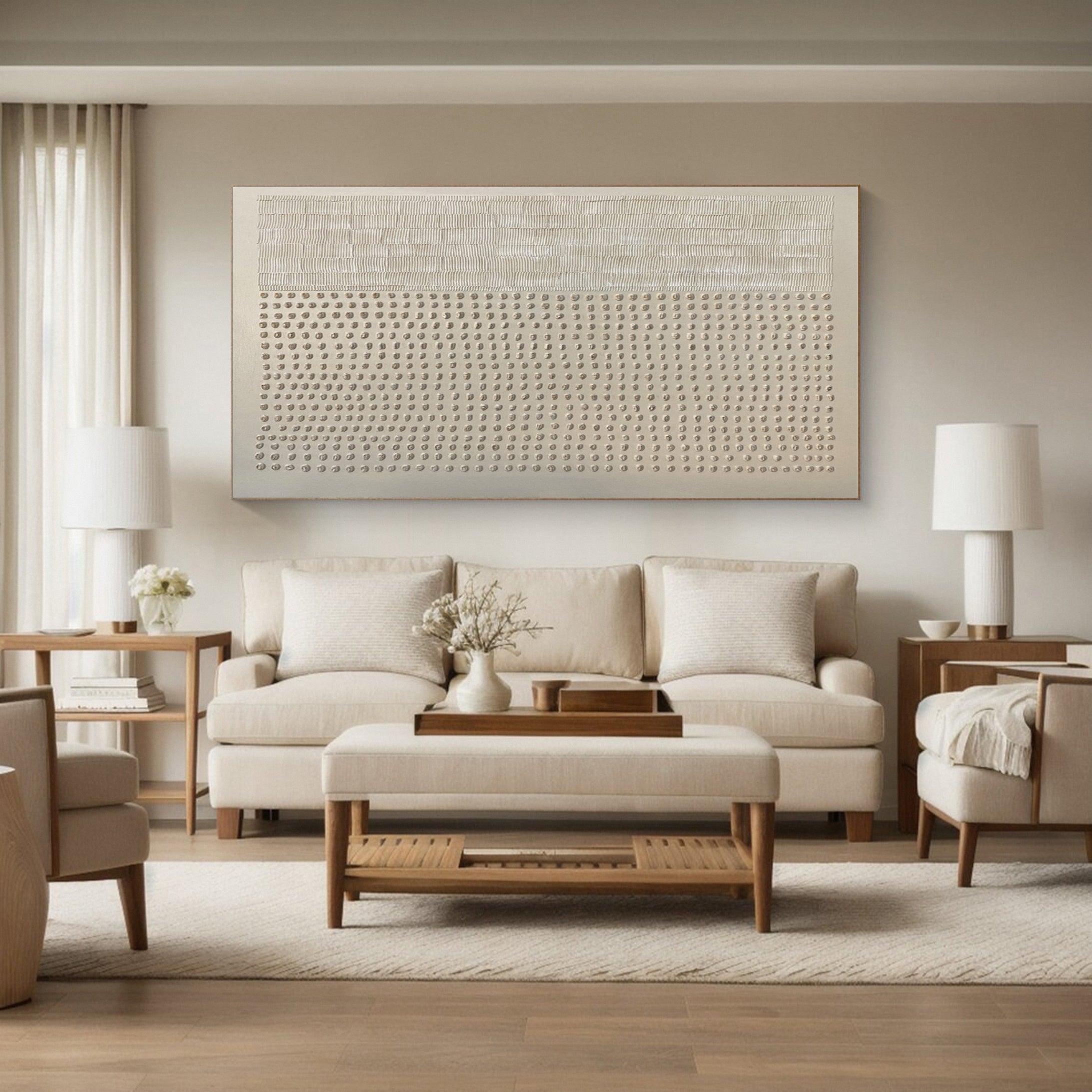 Abstract Neutral Composition with Linear and Dot Patterns #BGA 219