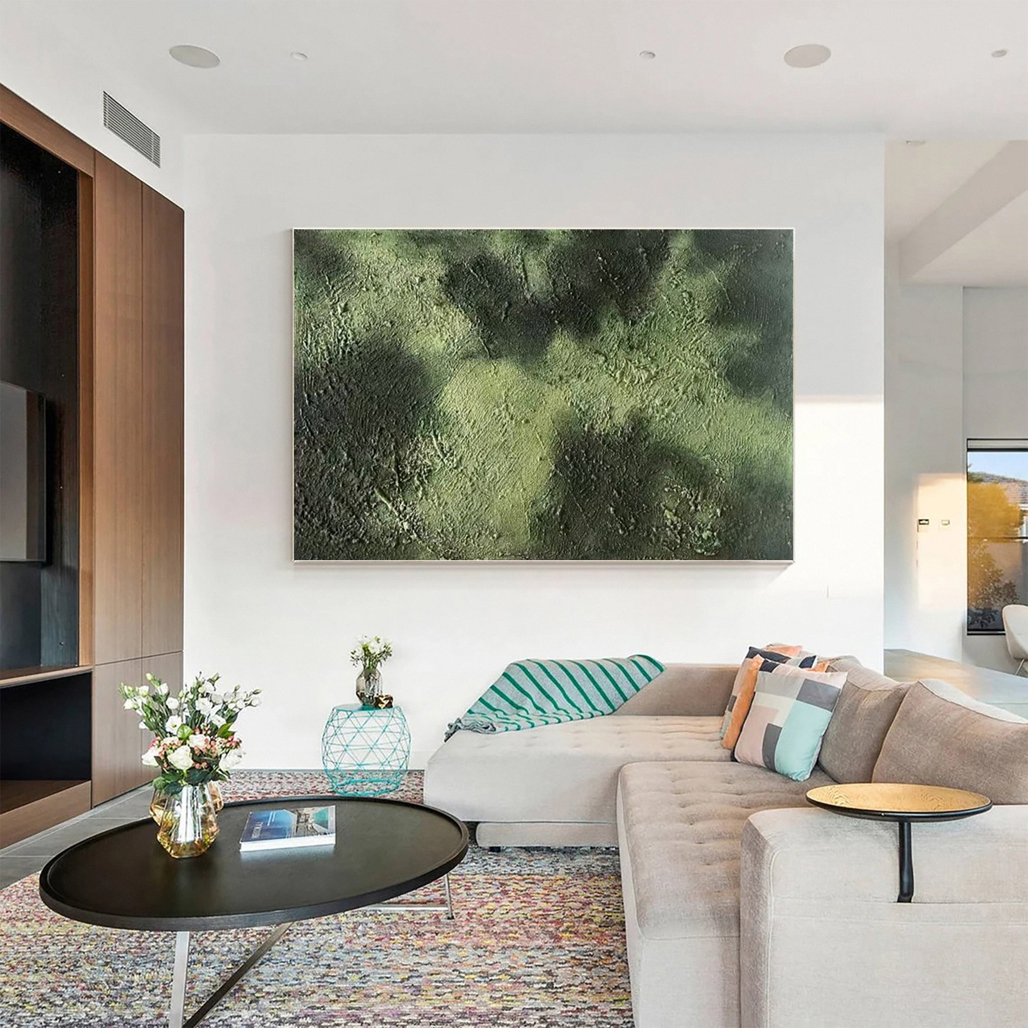 Green Abstract Ocean Wave Relief with Bold Tactile Surface #BGA 268