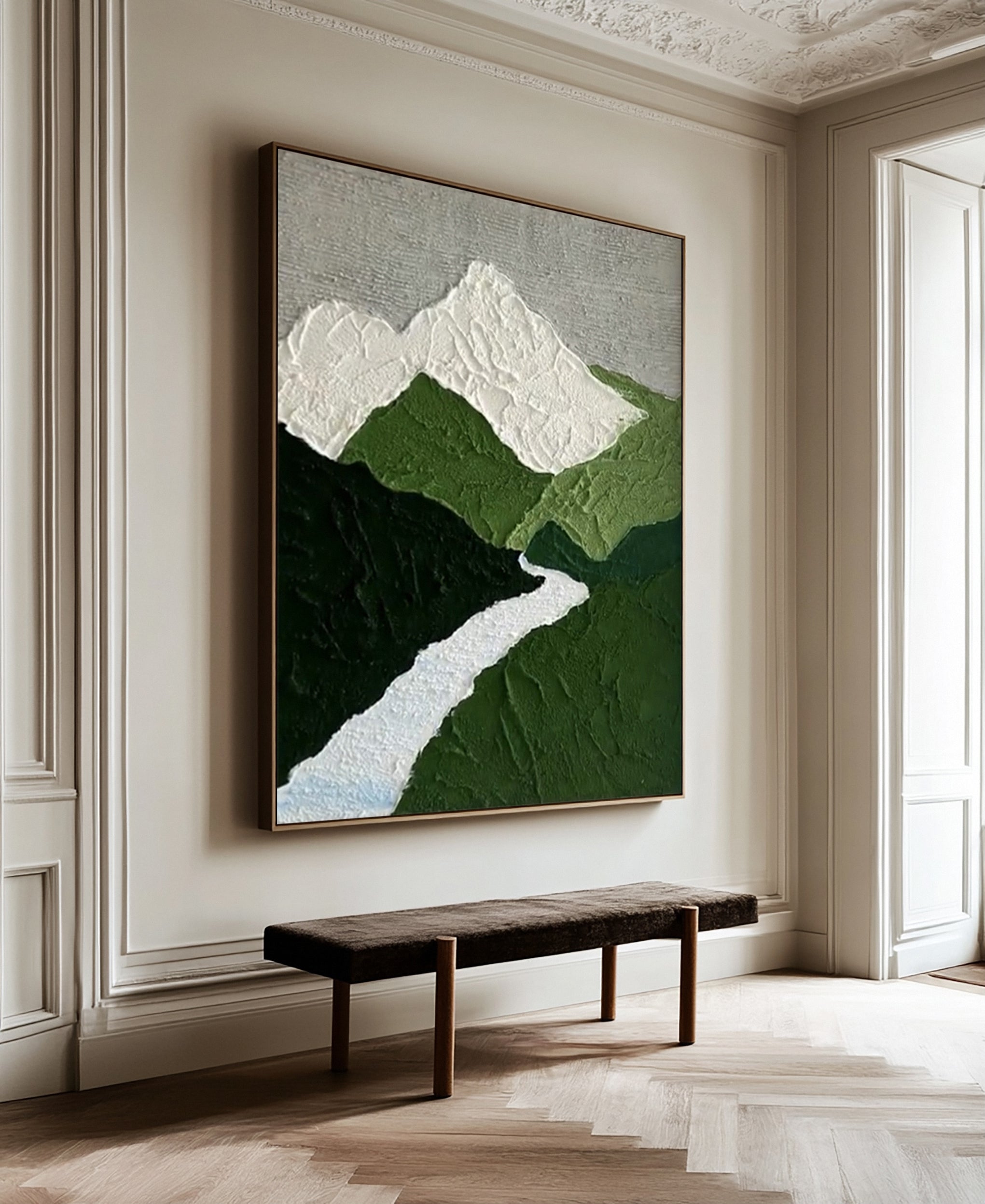 Abstract Canvas with Texture Evoking Peaks, Valleys And River #BGA 273