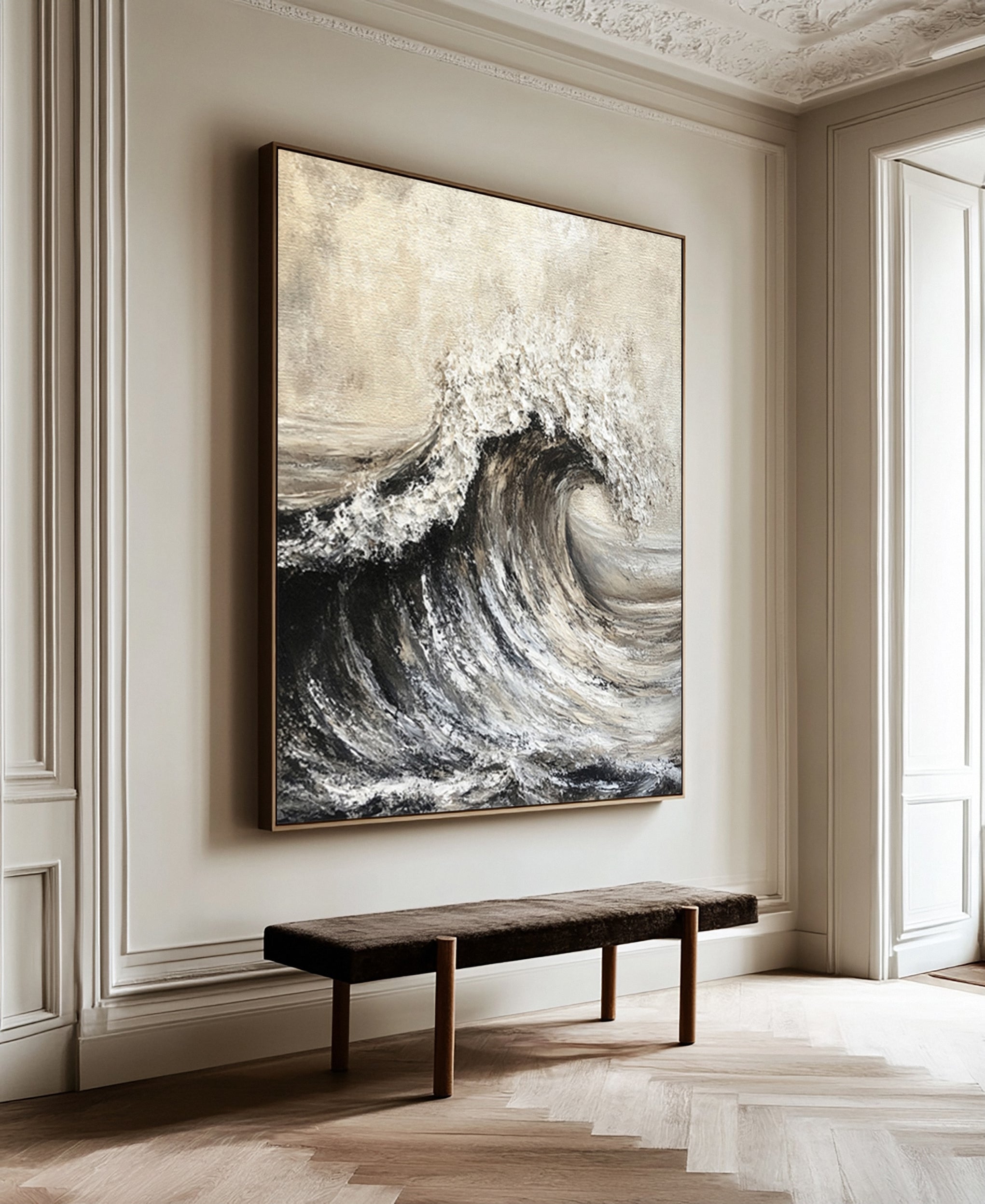 Brown Abstract Ocean Wave Relief with Bold Tactile Surface #BGA 265