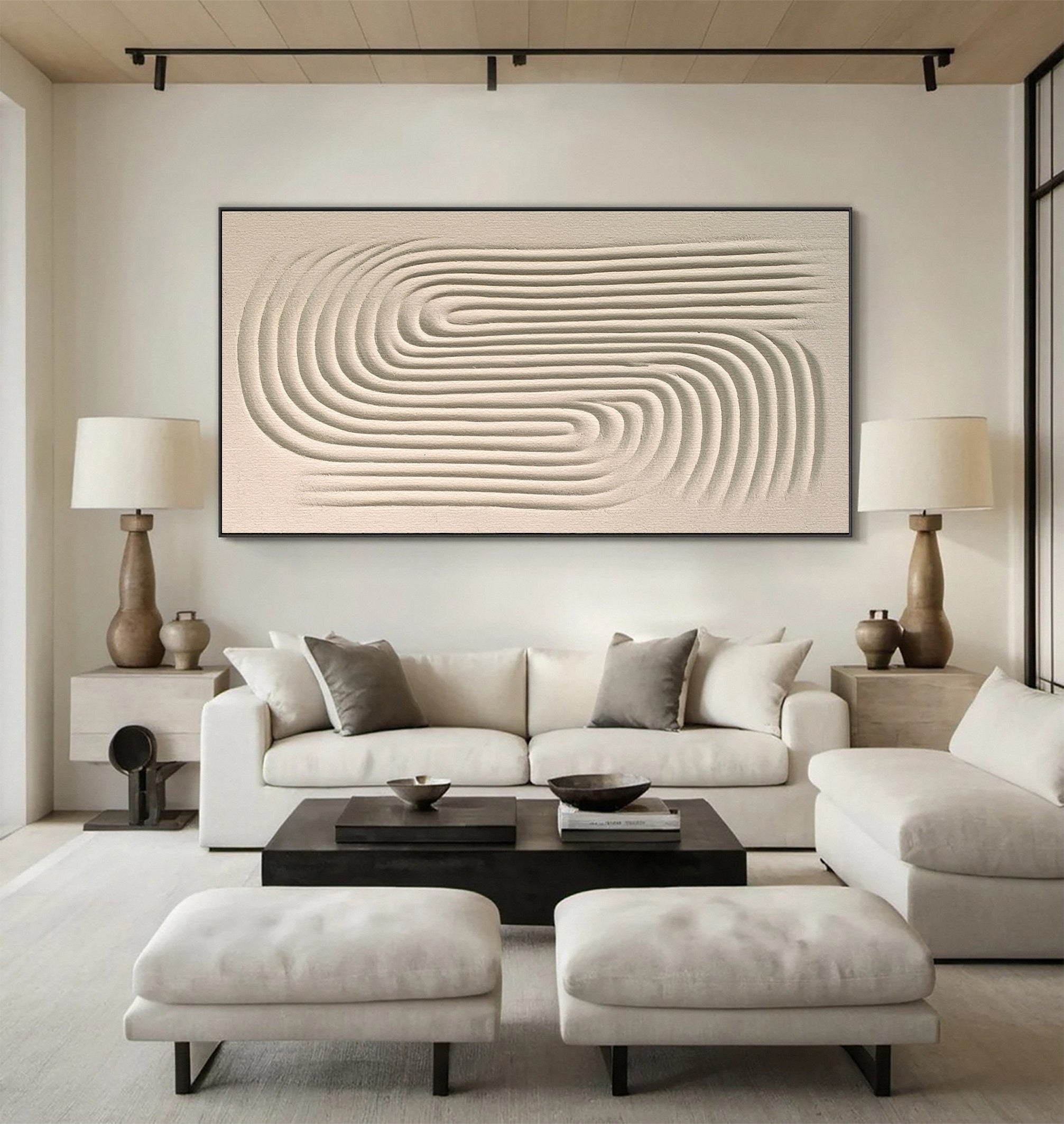 Minimalist Neutral Canvas with Textured Concentric Waves #BGA 226