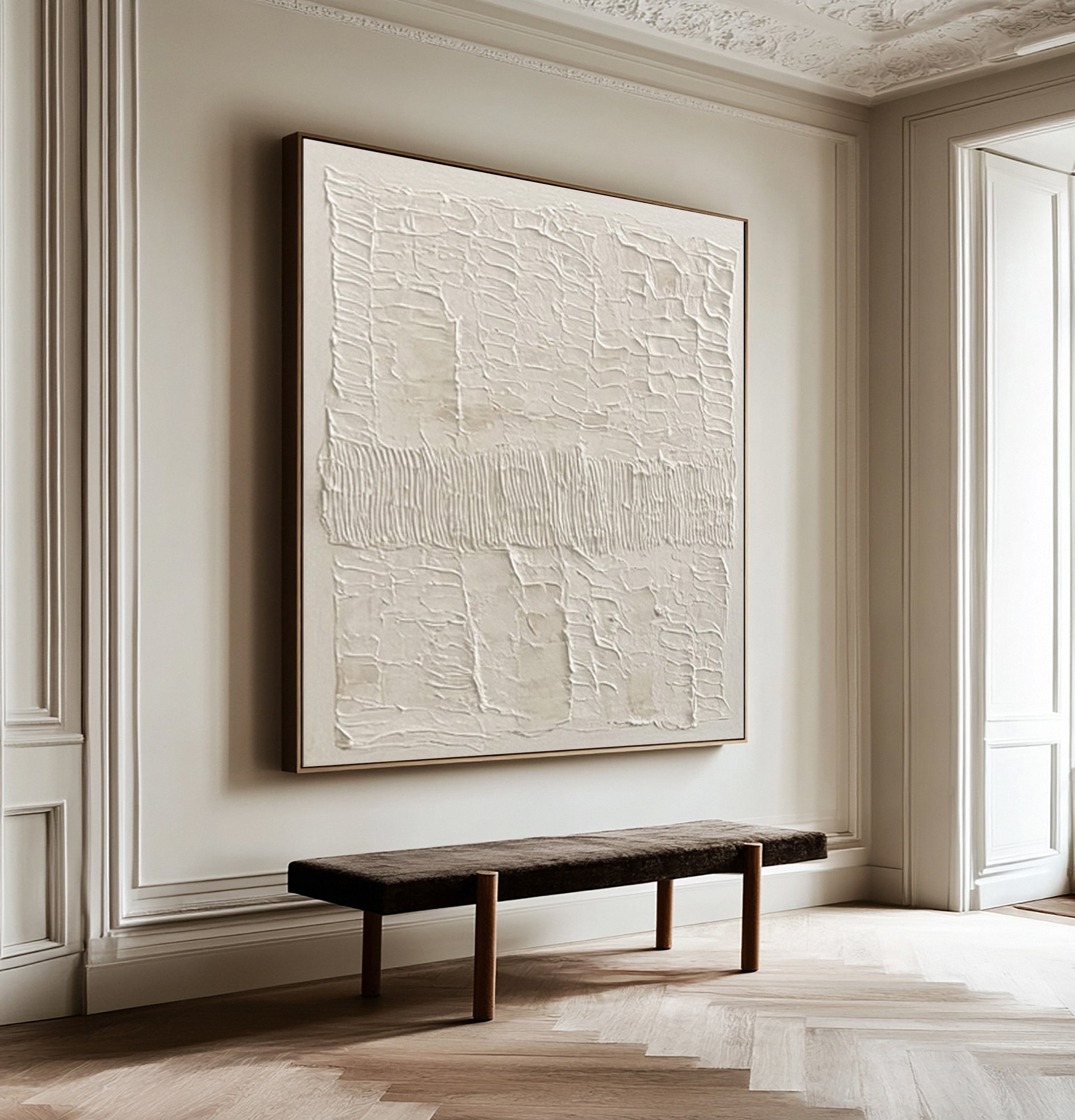 Minimalist Neutral Art with Varied Horizontal Tactile Bands #BGA 236