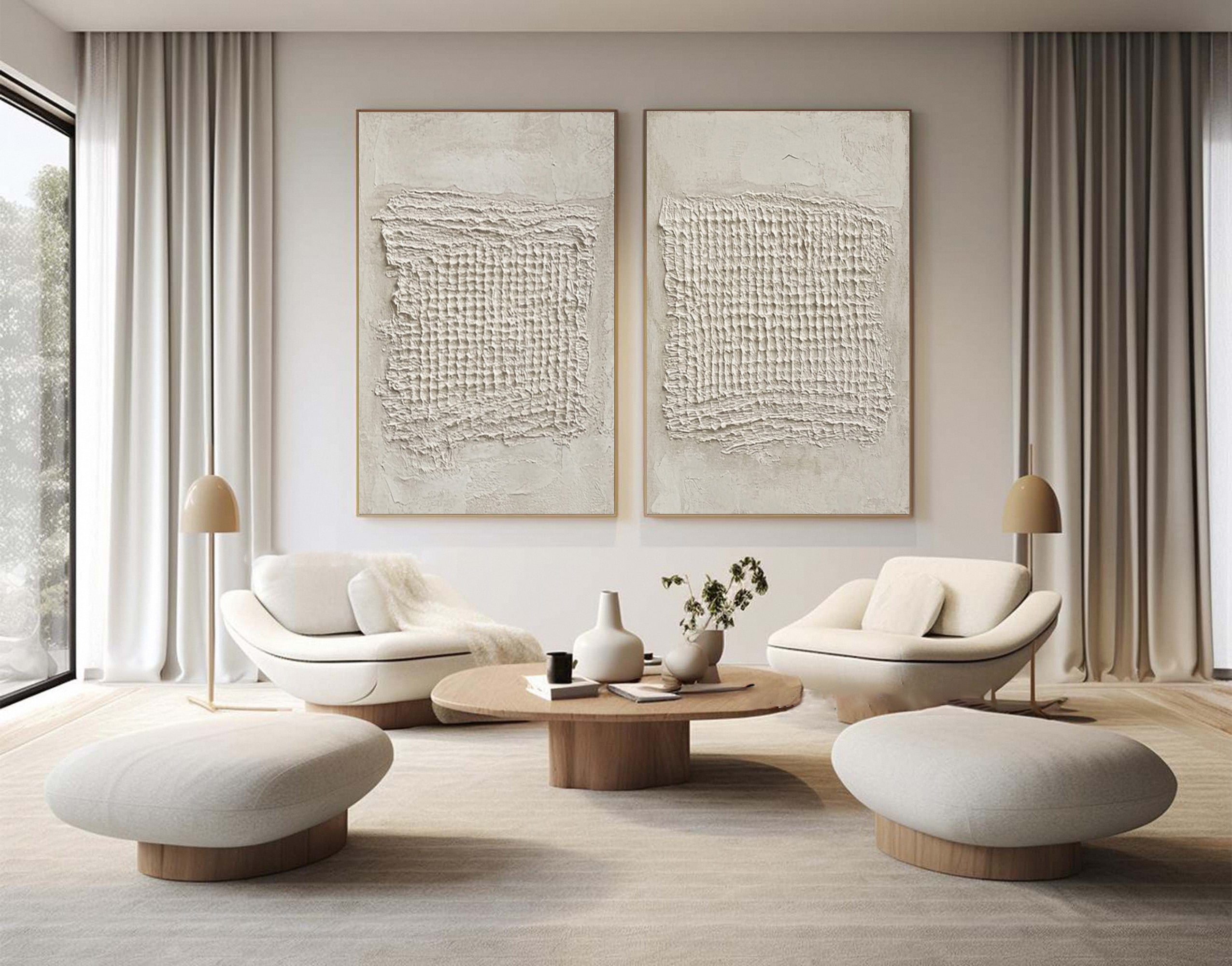 Minimalist Neutral Art with Concentrated High-Relief Grids #BGA 238