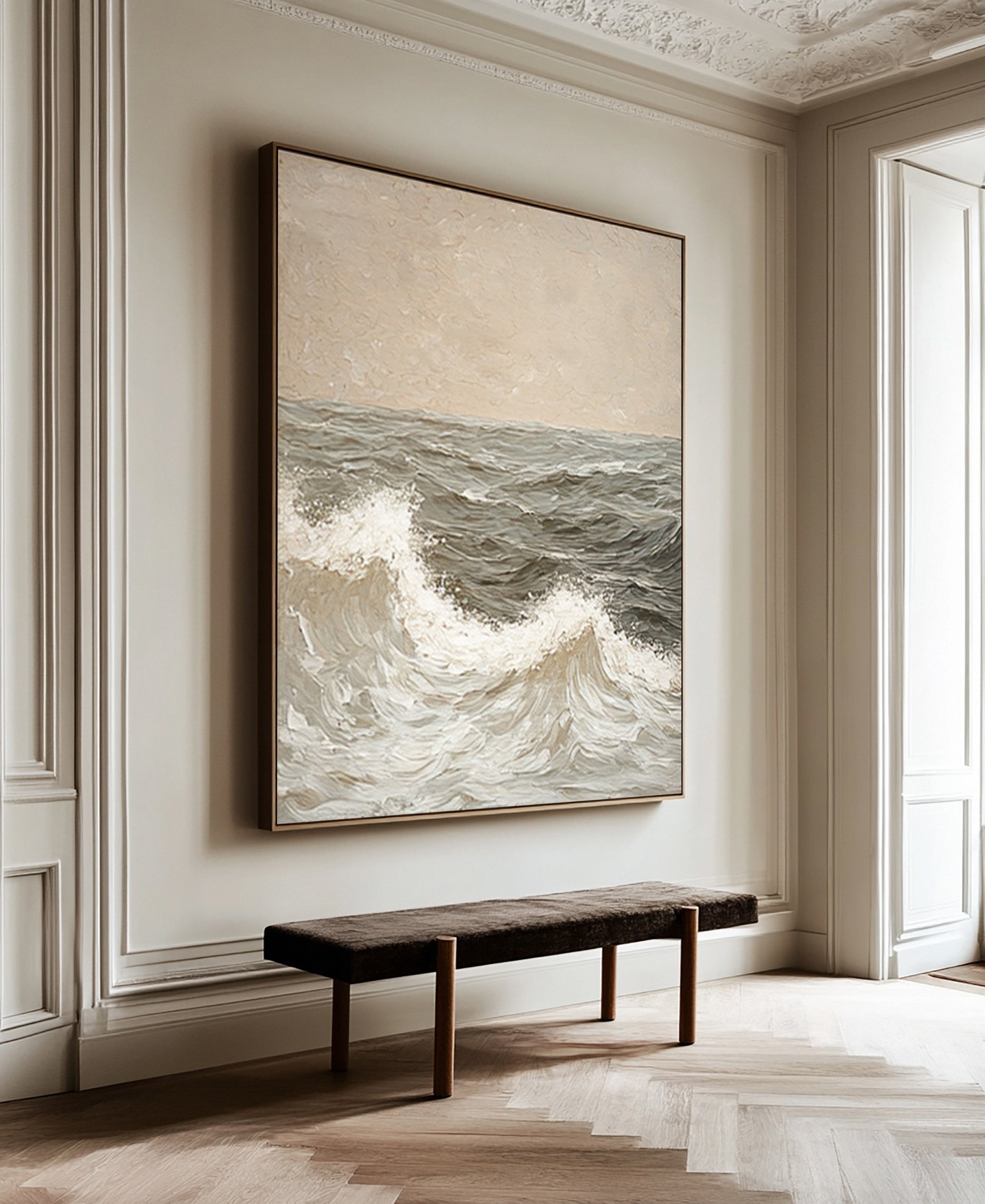 Textured Seascape Art with Subtle Wave Detail and Horizon #BGA 254