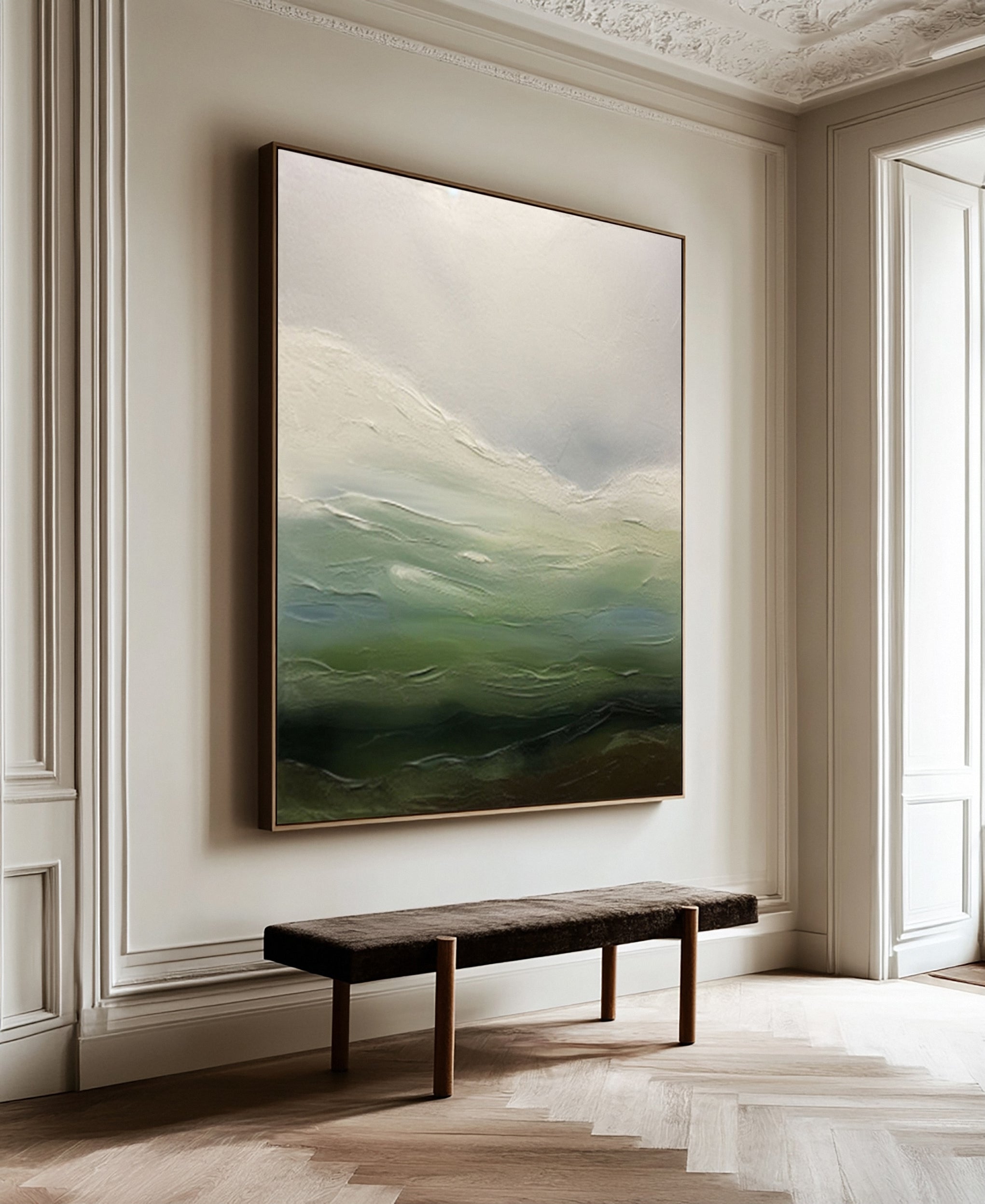 Contemporary Abstract with Blended Greens, Blues, and Whites #BGA 251