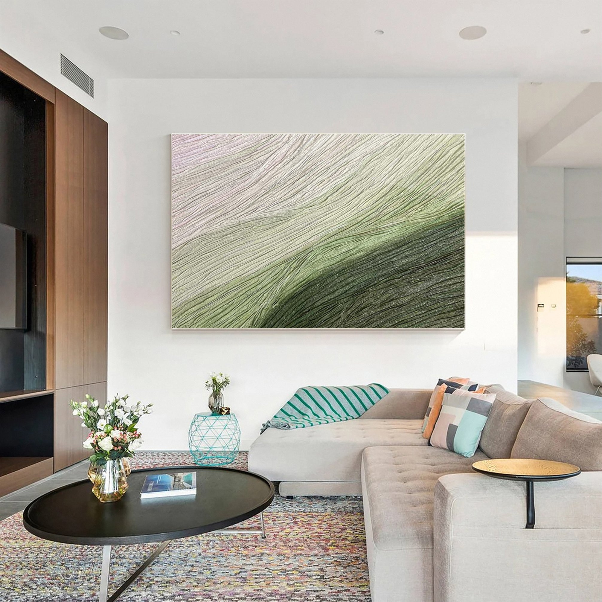 Modern Abstract Canvas with Organic Horizontal Textures #BGA 266