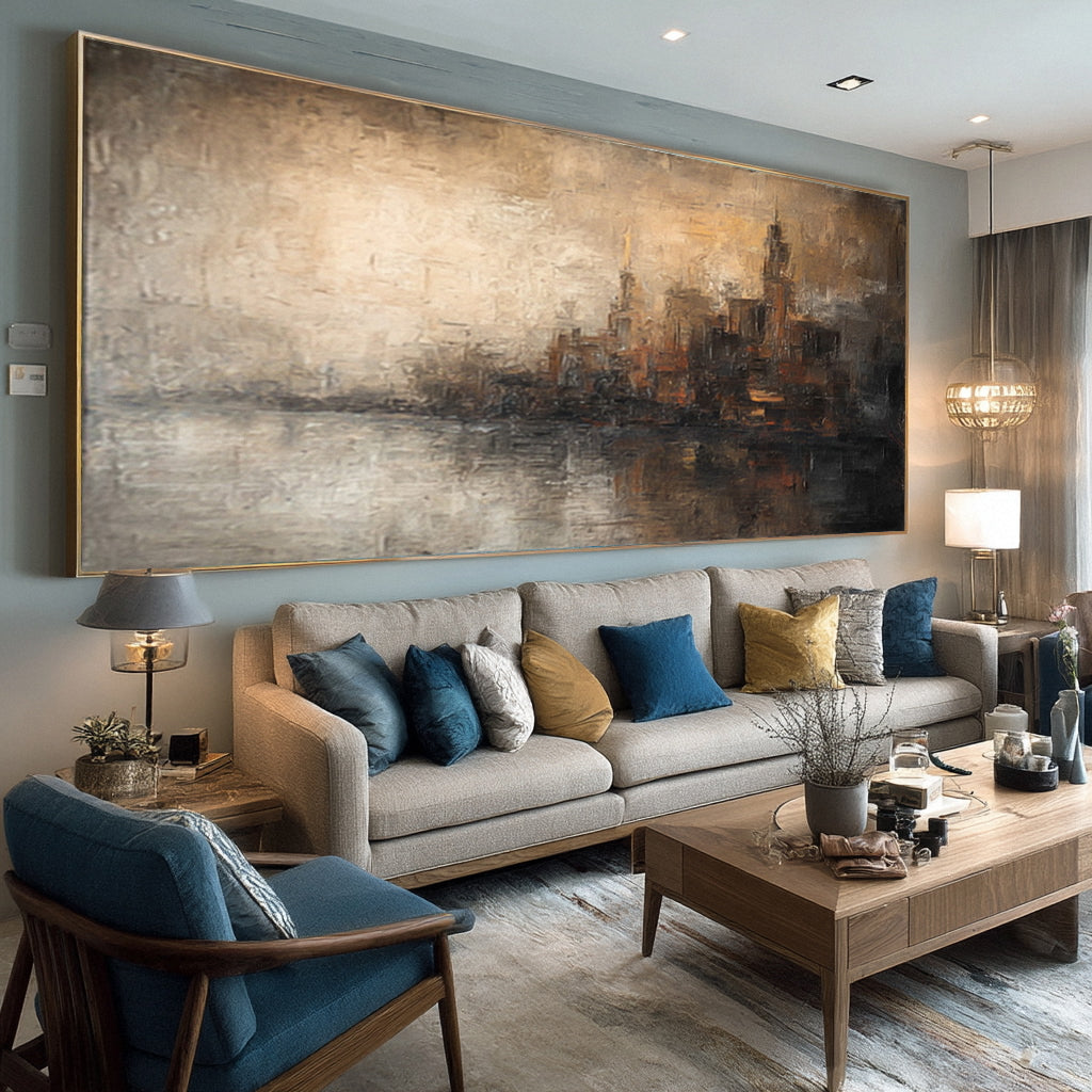 Panoramic City Skyline Art Modern Wall Decor #WG 018