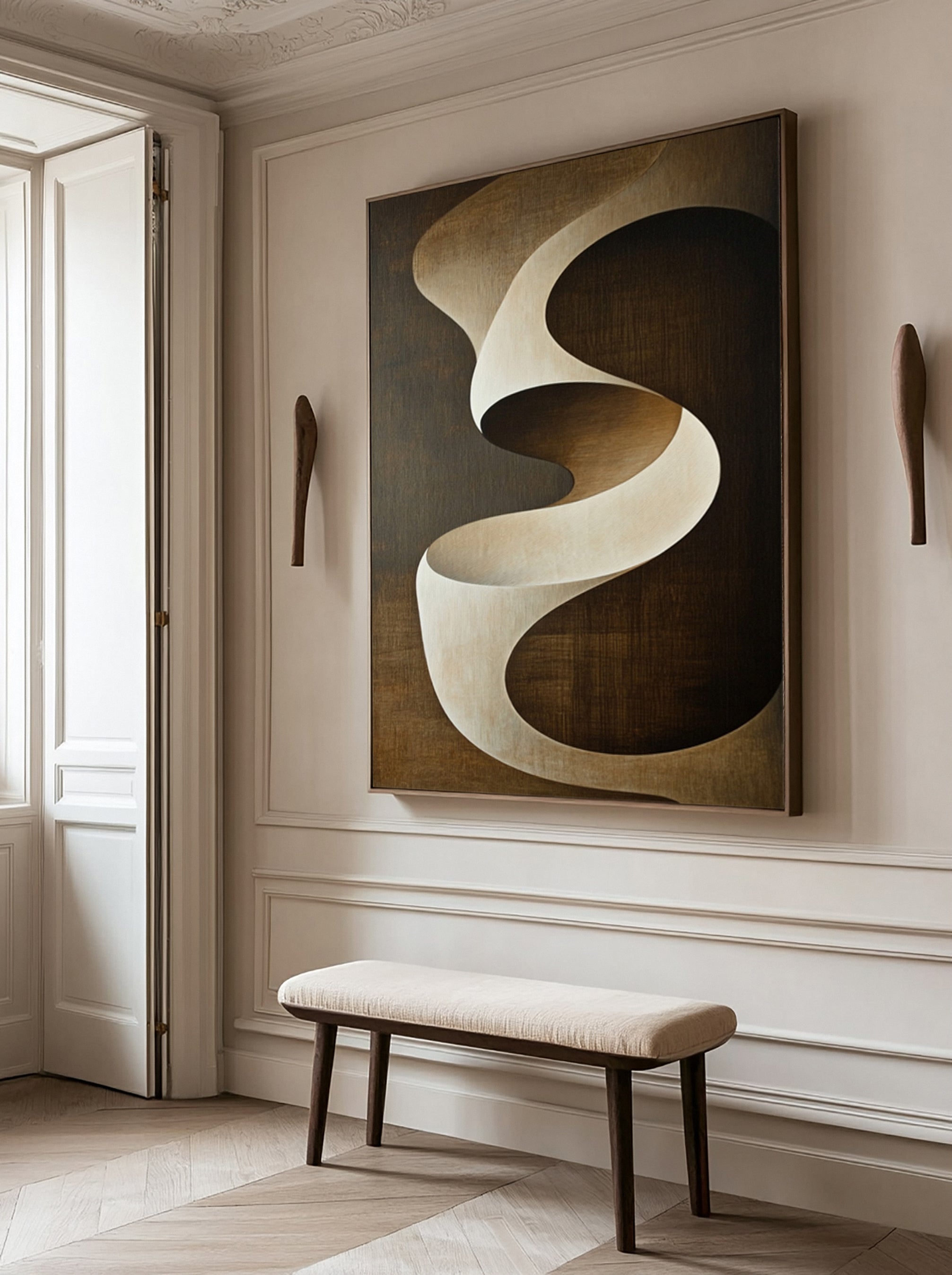 Ascending Curve: Dynamic Abstract in Earthy Tones #BGA 212