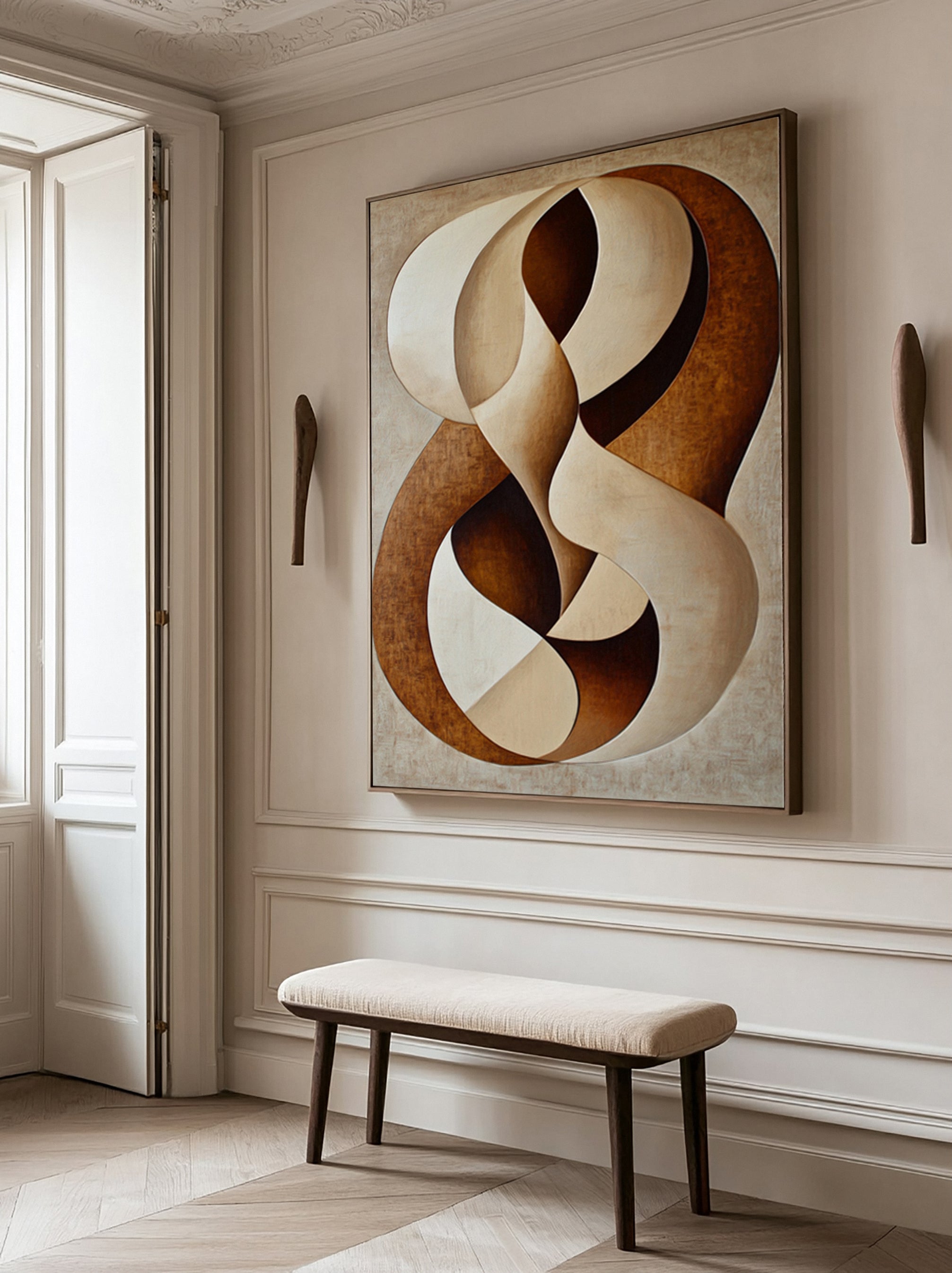 Quiet Embrace: Minimalist Abstract with Gentle Swirling Forms #BGA 211