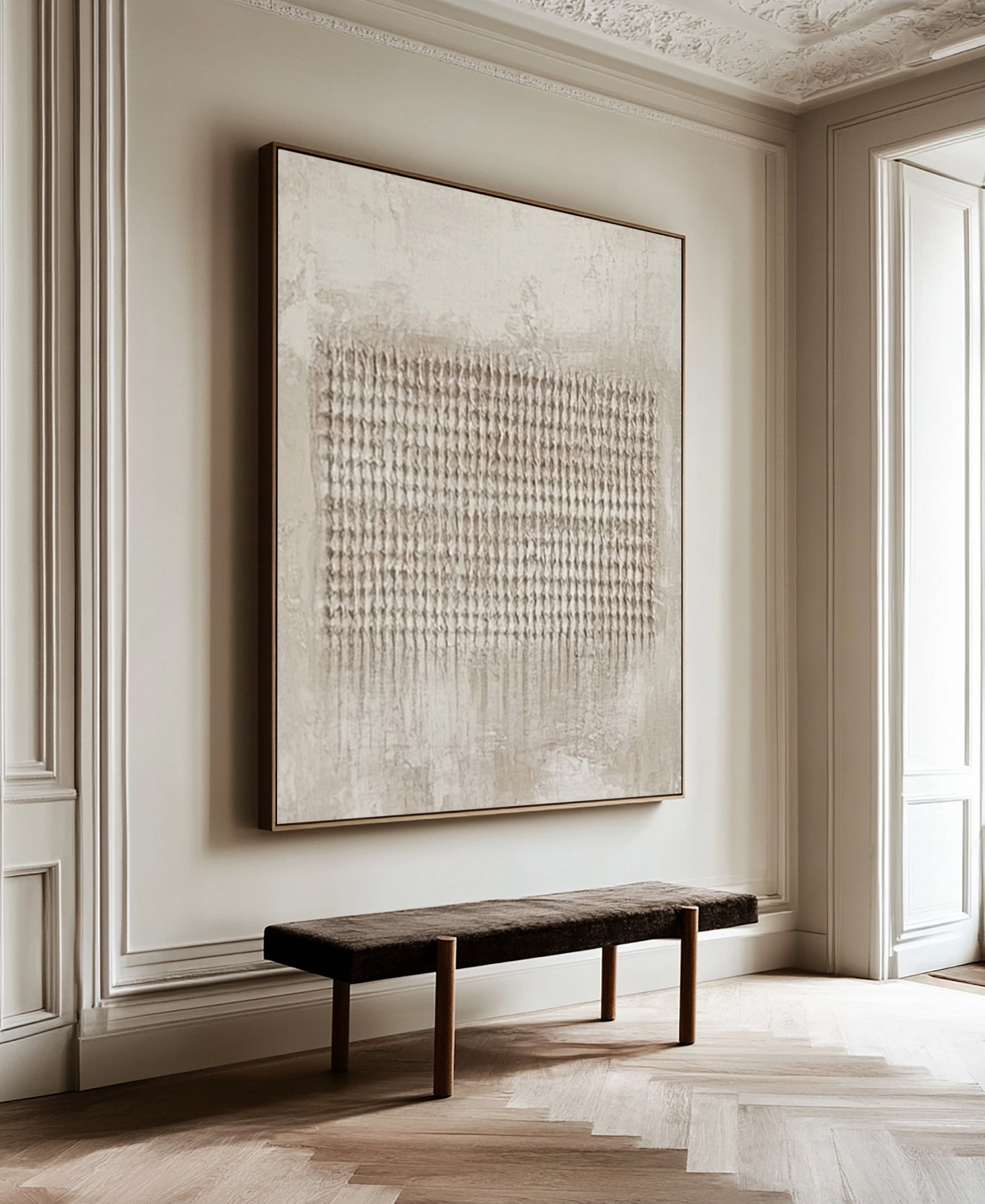 Minimalist Neutral Art with Uniform Vertical Tactile Rows #BGA 239