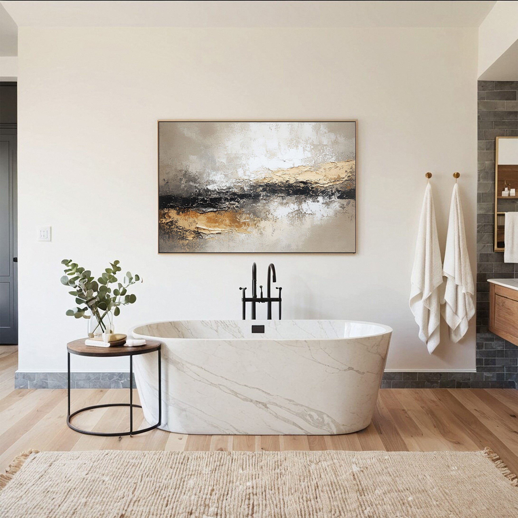 Rustic Harmony Large Abstract Earth Tones Painting #BBA 043