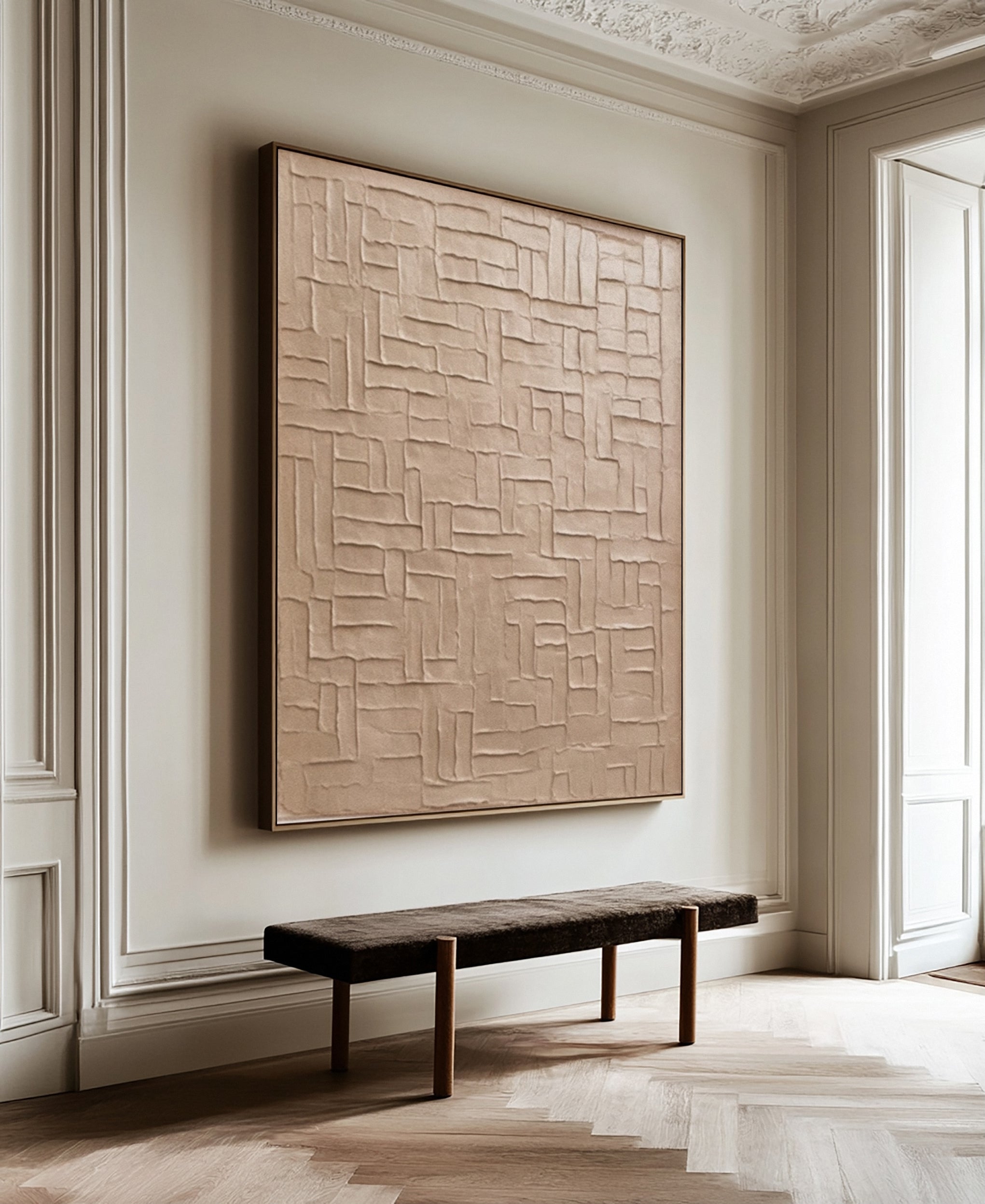 Minimalist Neutral Canvas with Structured Textured Blocks #BGA 224