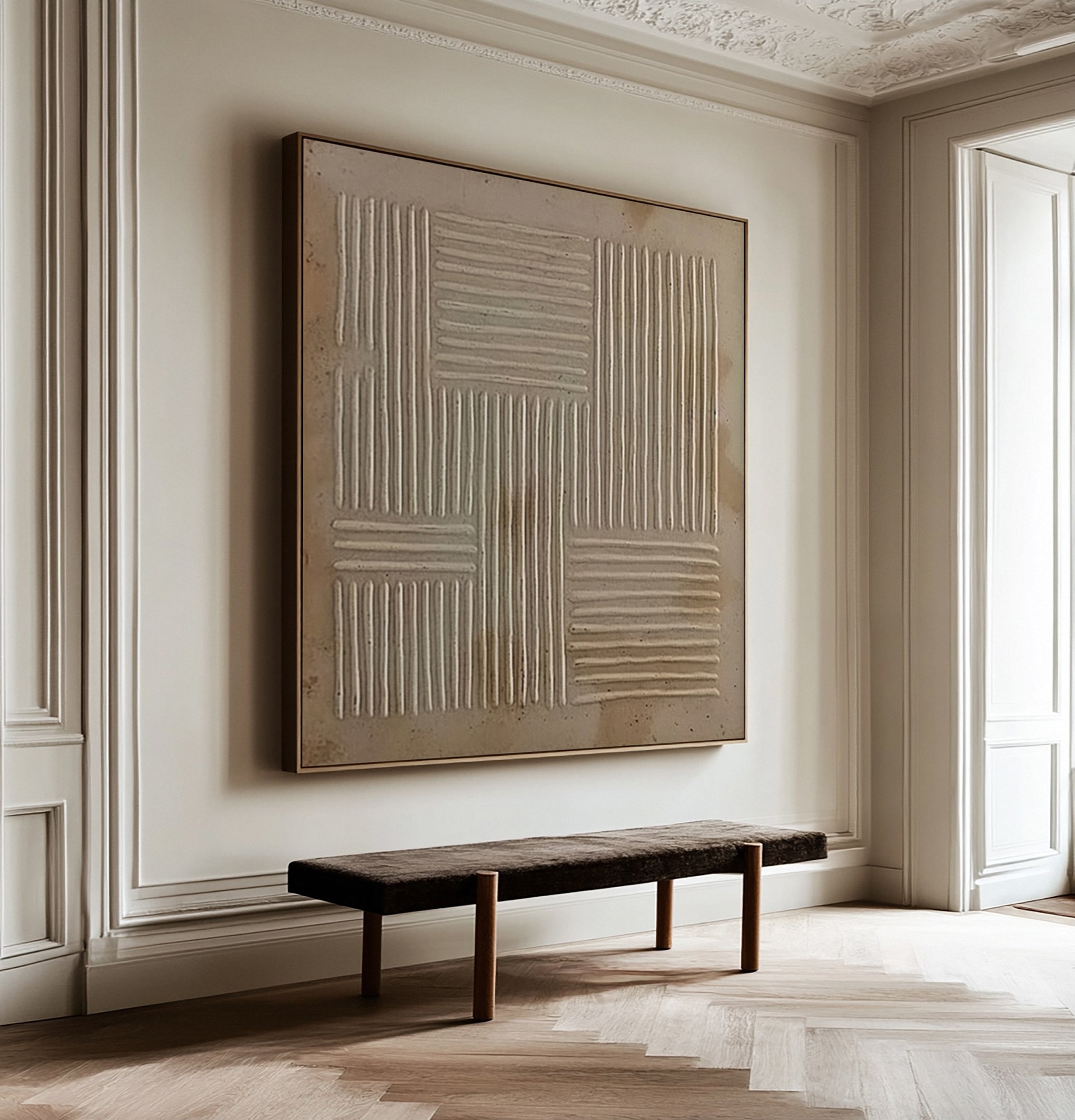 Wabi Sabi Minimalist Art with Subtle Linear Textural Contrast #BGA 225