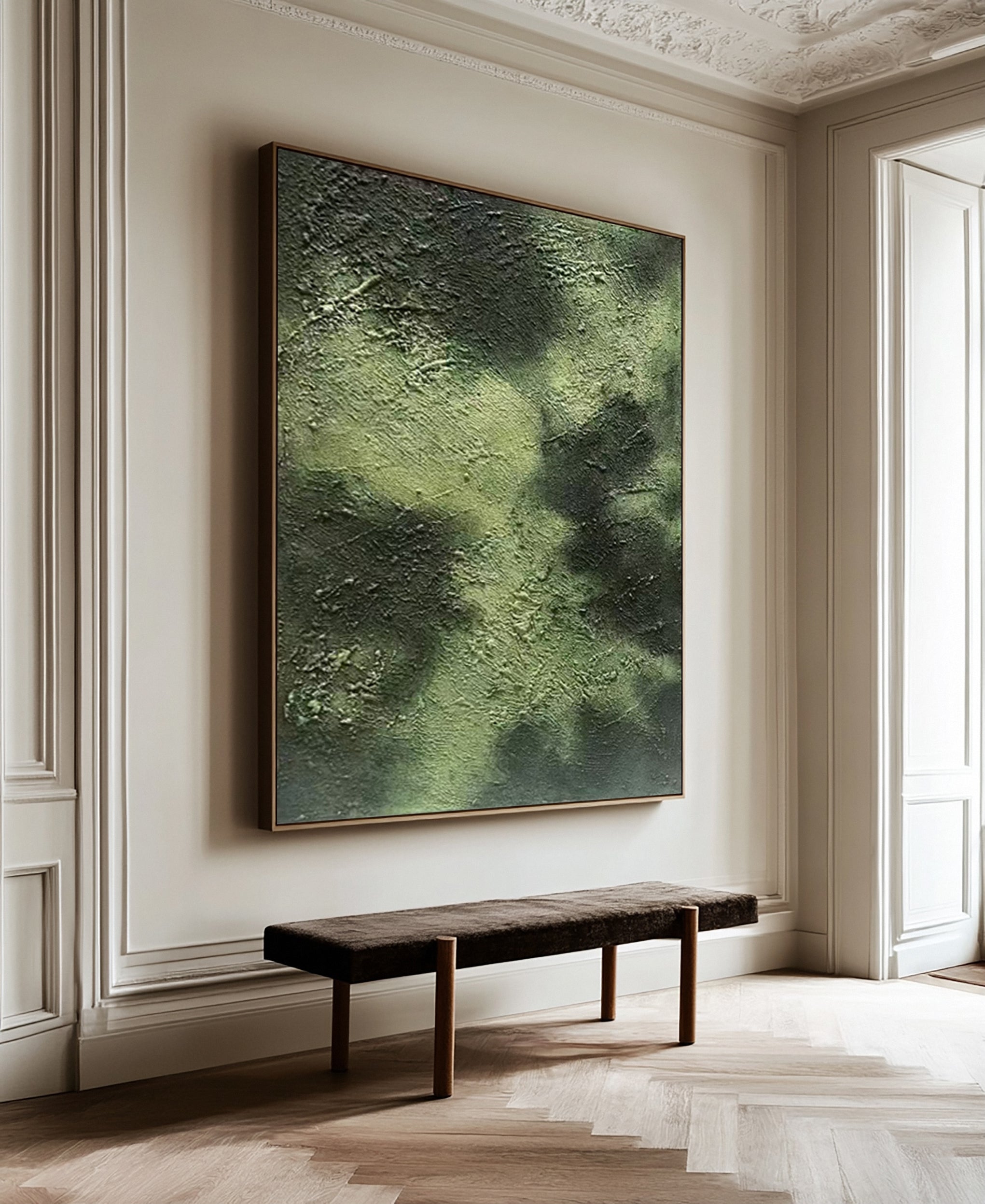 Modern Abstract Art with Deep Texture and Varied Green Hues #BGA 269