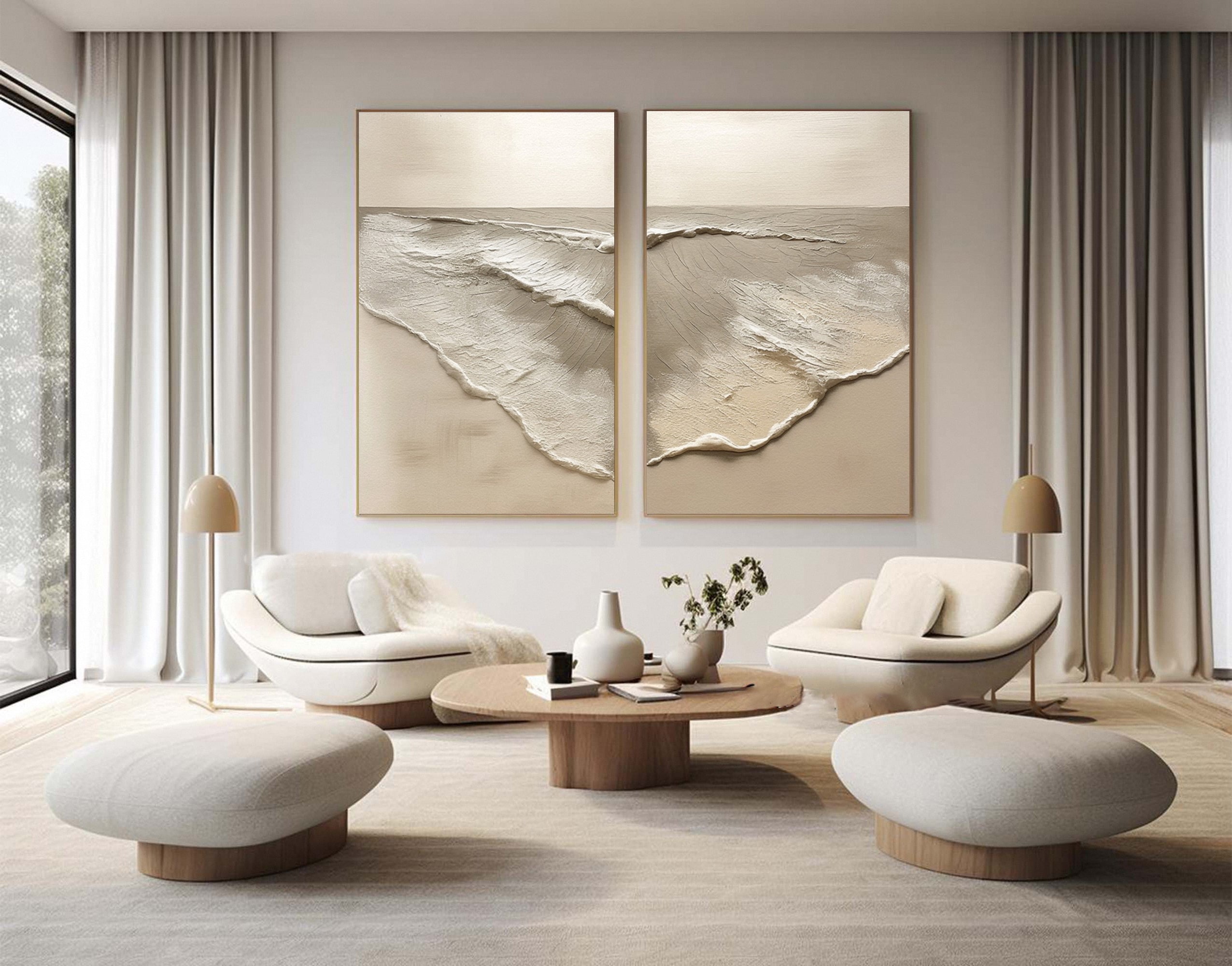 Abstract Beach Pair with Naturally Textured Muted Tones #BGA 220