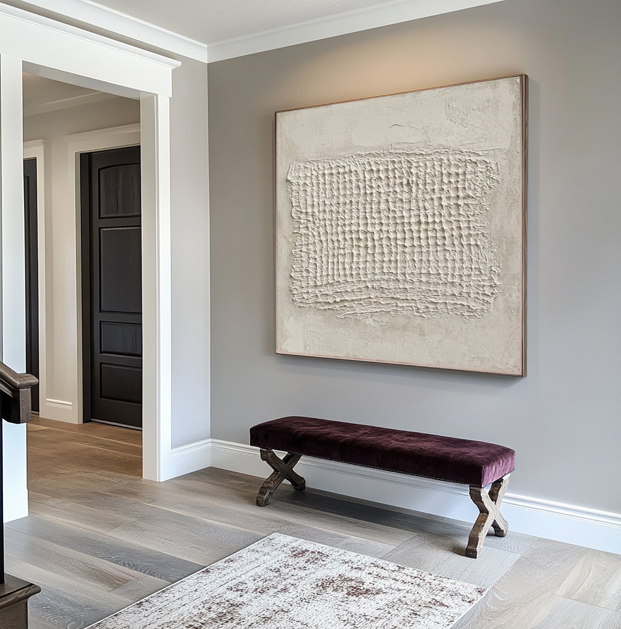 Contemporary Neutral Painting with Organic Textured Center #BGA 233