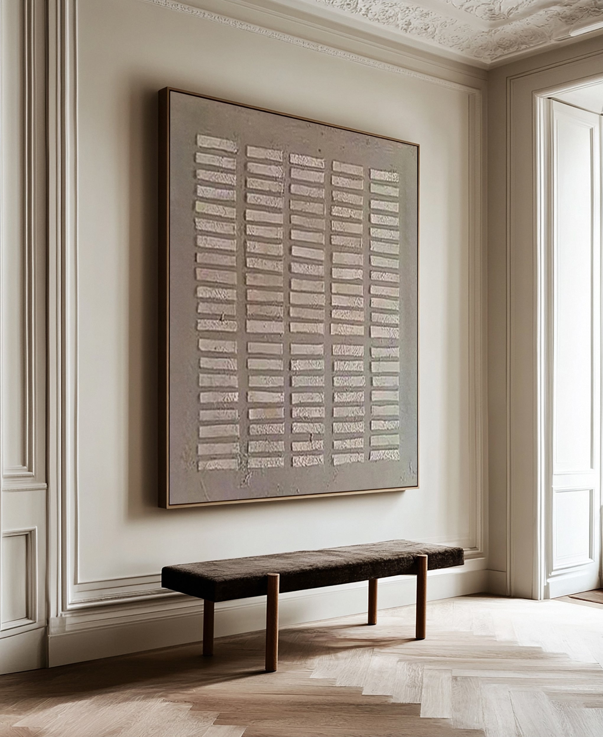 Minimalist Art with Horizontal Bands of Textured Rectangles #BGA 221