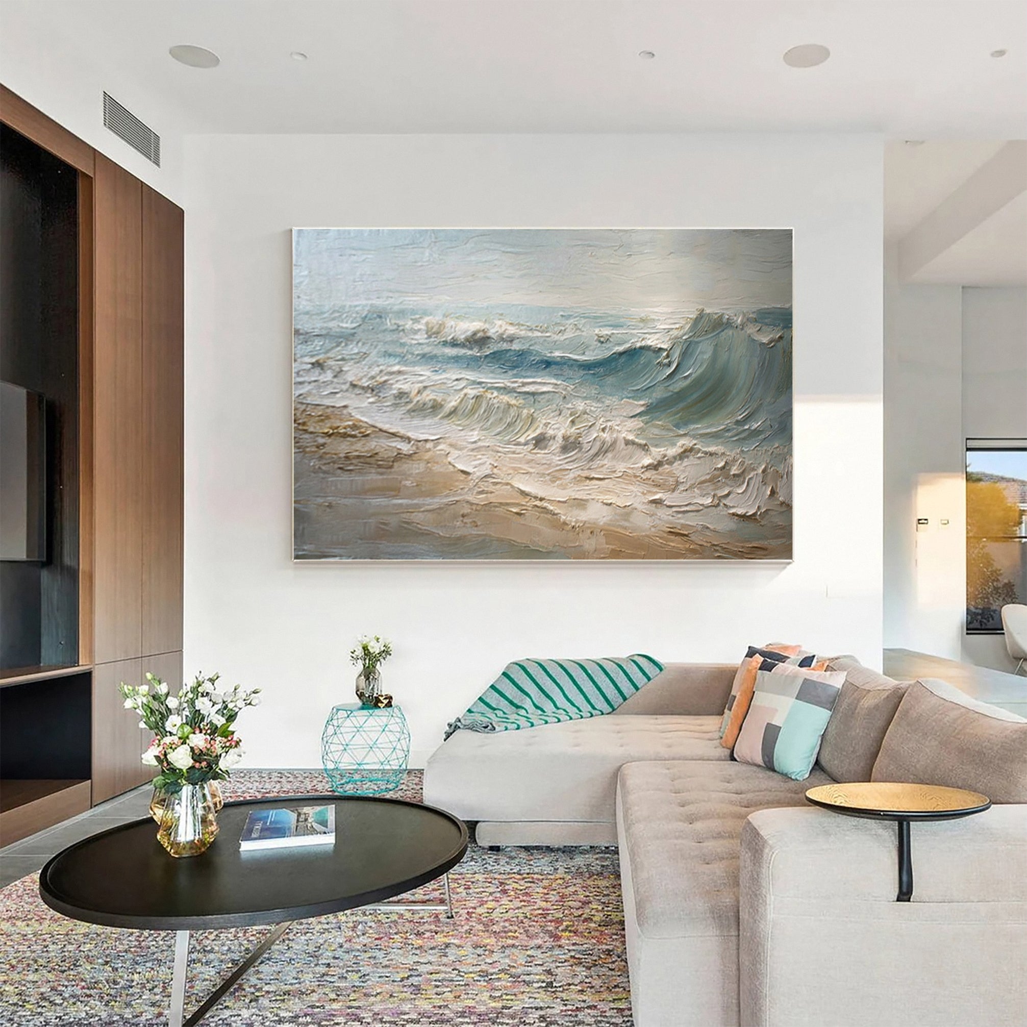 Contemporary Ocean Art Impasto Waves Wall Decor #WG 039