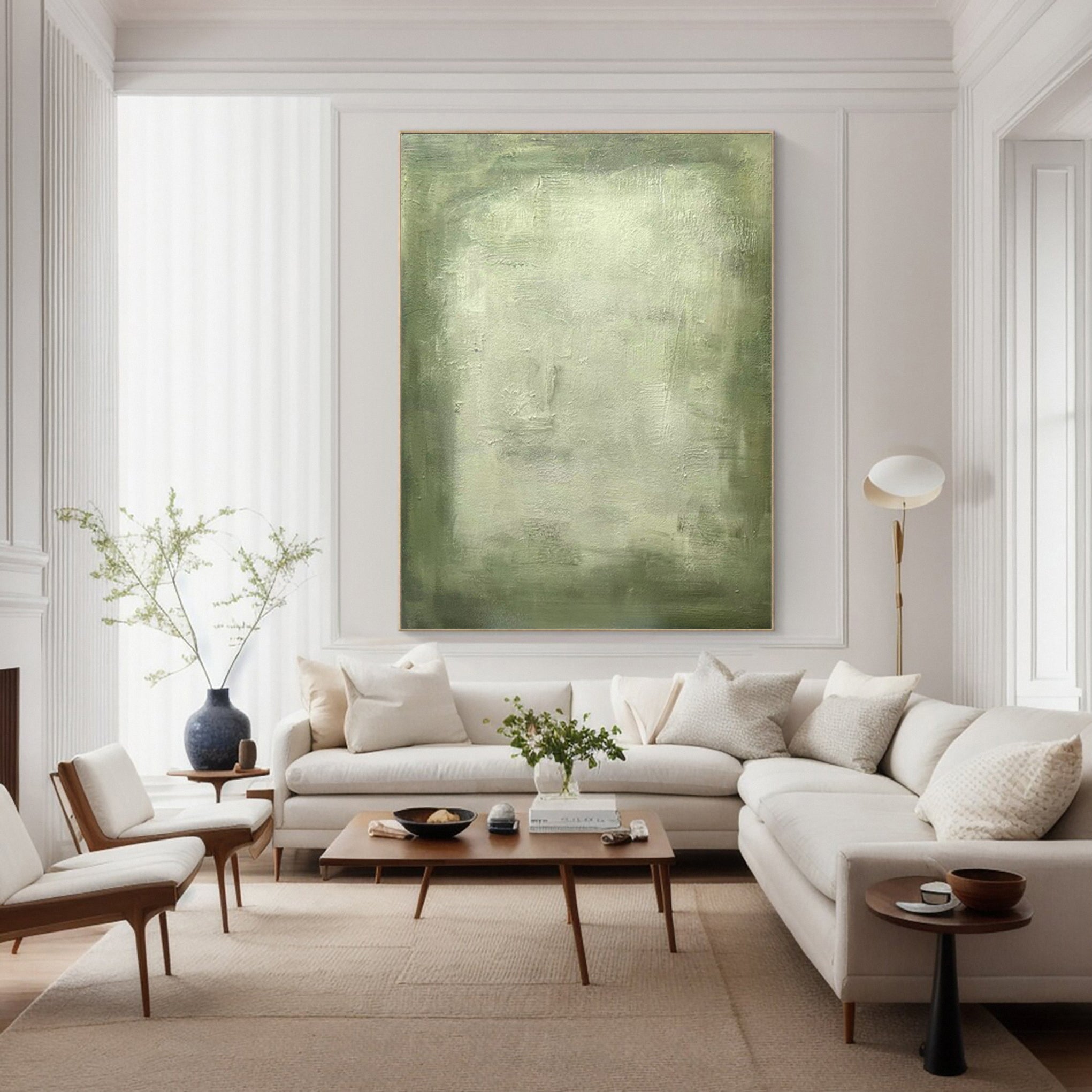 Contemporary Canvas with Green Tones and Tactile Surface #BGA 261