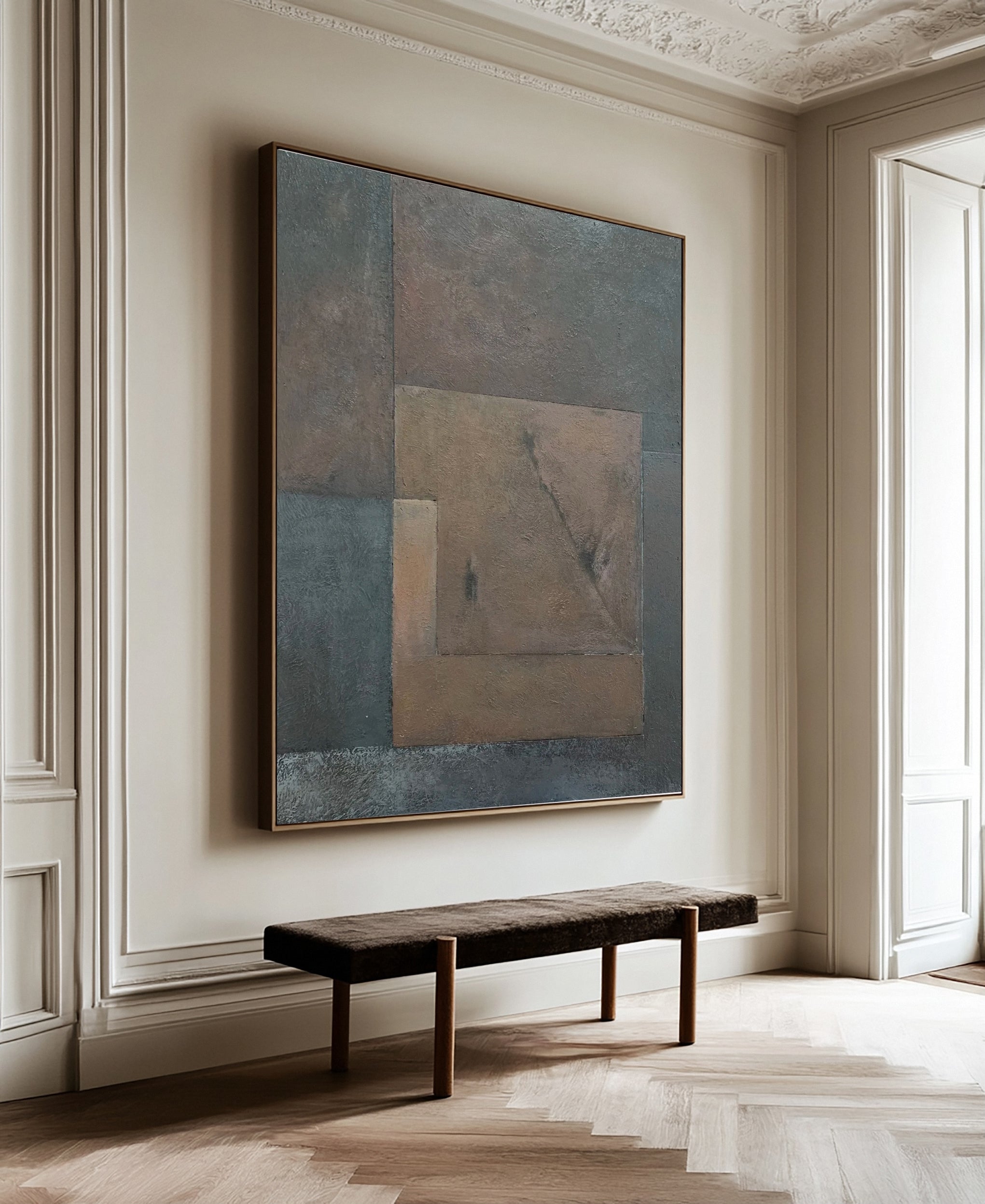 Minimalist Abstract with Geometric Overlap in Earthy Tones #BGA 230