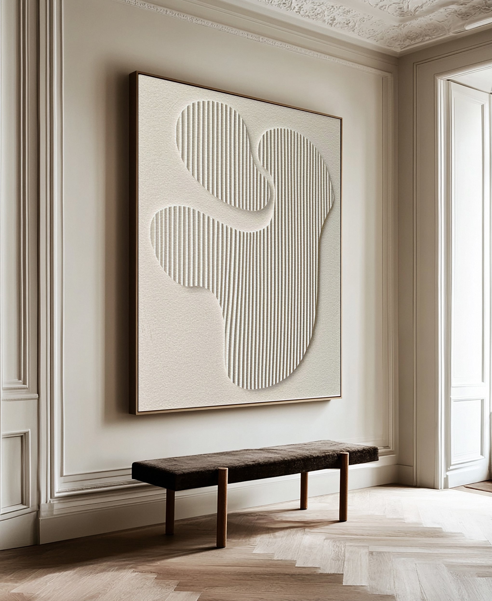 Minimalist Art with Textured Organic Forms and Vertical Lines #BGA 244