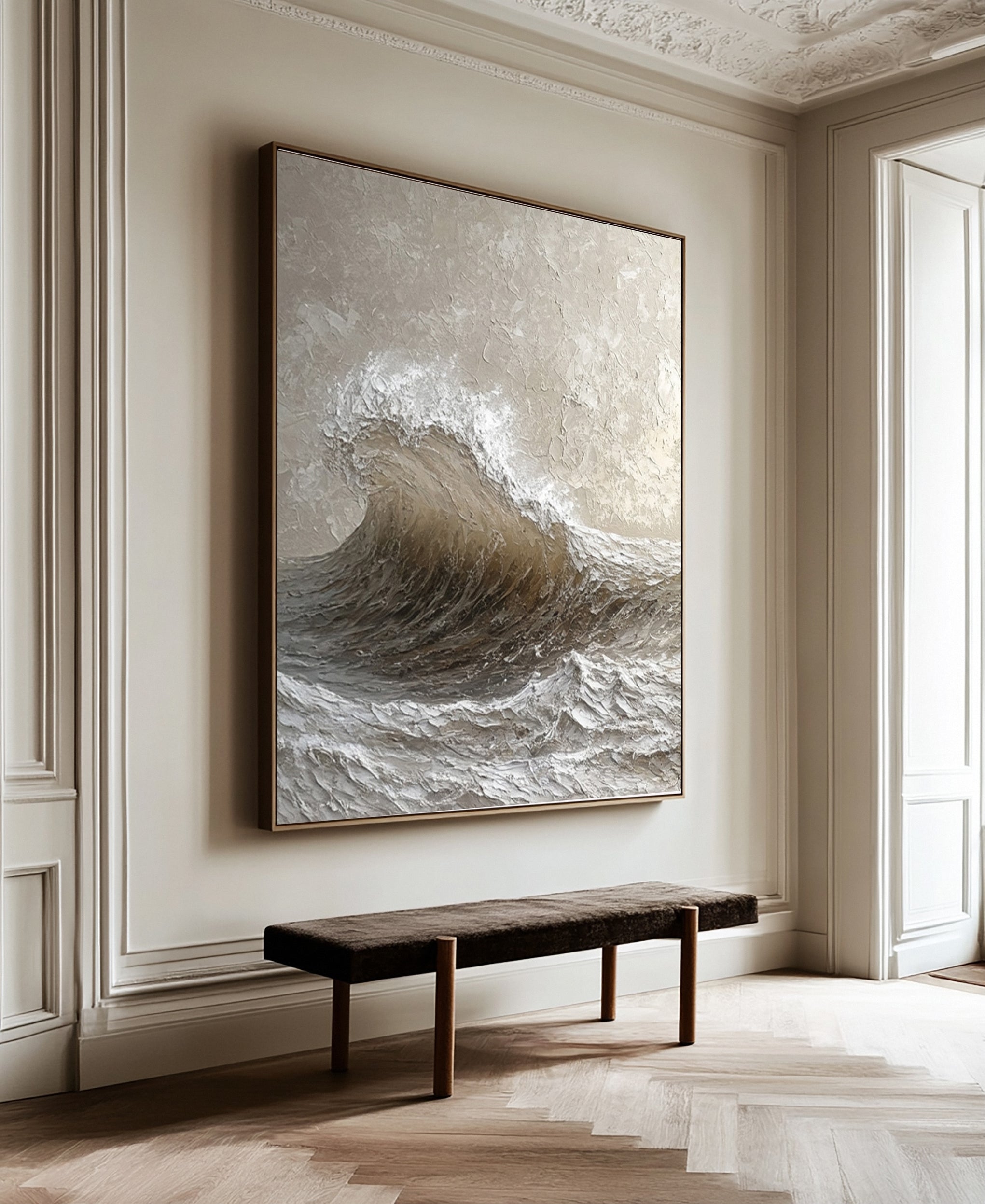 Dynamic Textured Ocean Wave Art Capturing Oceanic Power #BGA 243