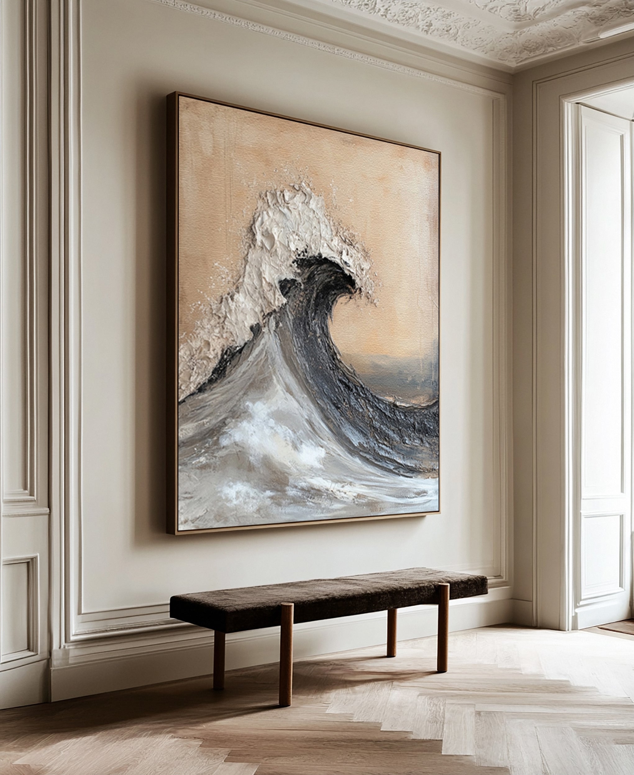 Modern Abstract Wave with Texture and Warm Neutral Backdrop #BGA 264