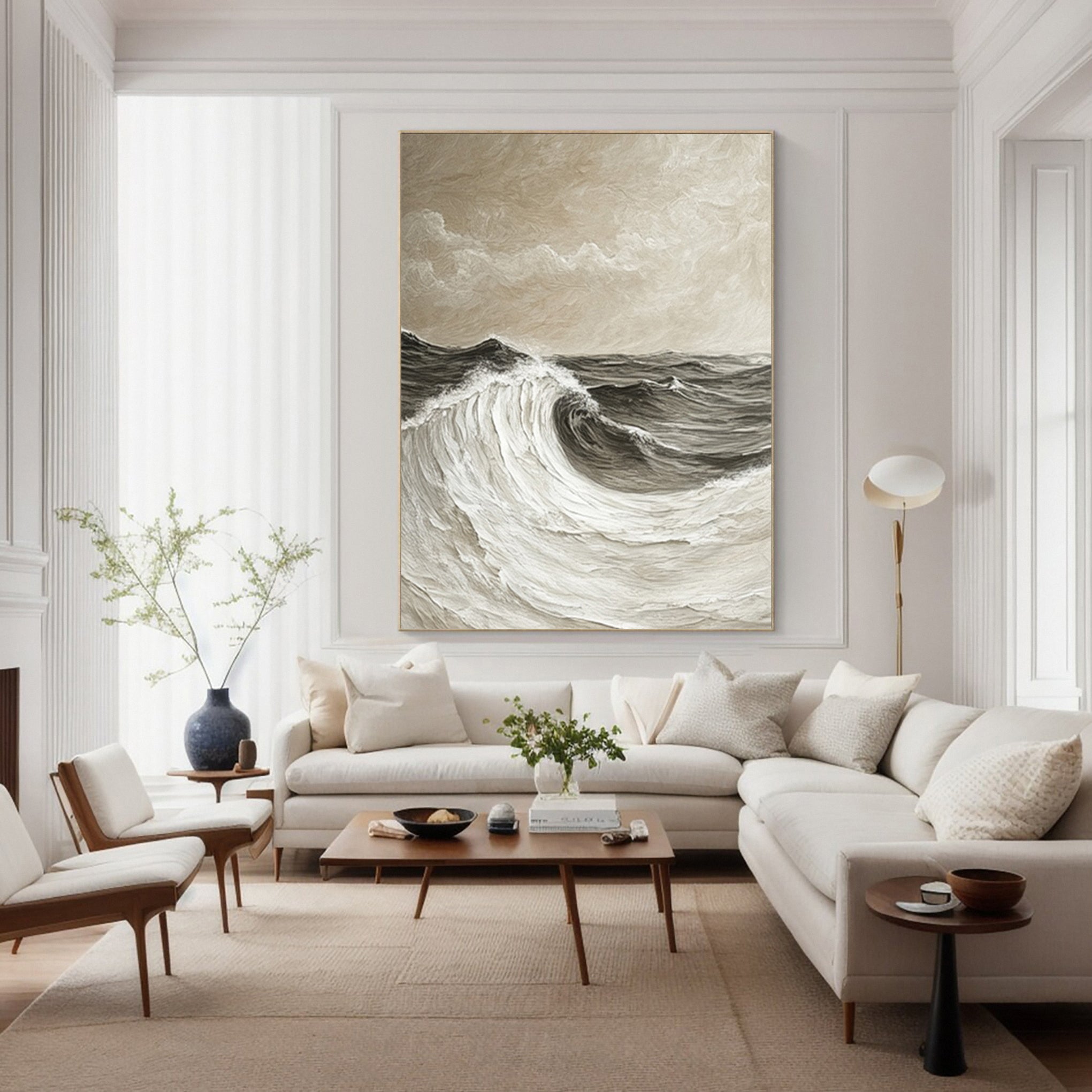Modern Abstract Wave with Texture and Atmospheric Clouds #BGA 256