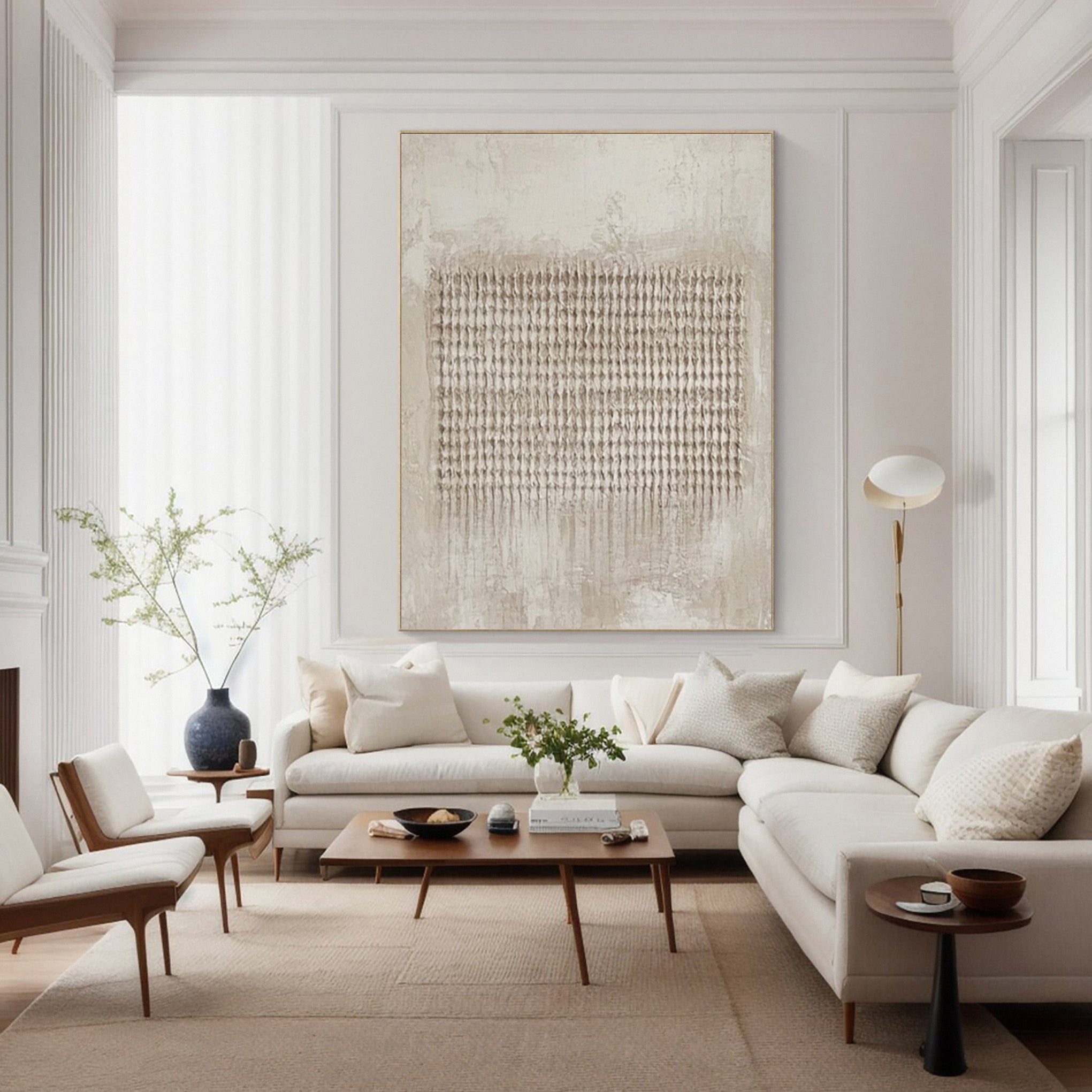 Minimalist Neutral Art with Uniform Vertical Tactile Rows #BGA 239