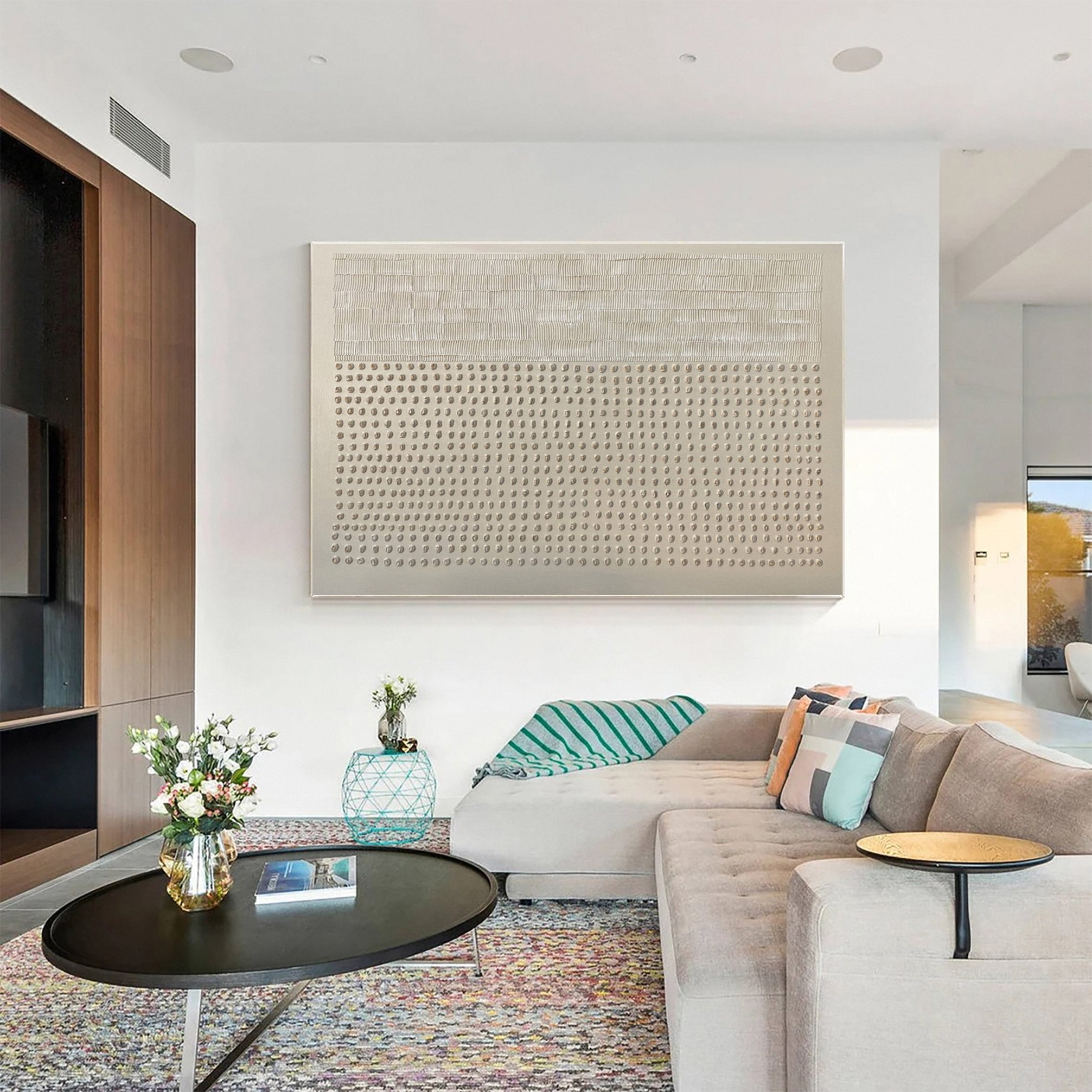 Abstract Neutral Composition with Linear and Dot Patterns #BGA 219