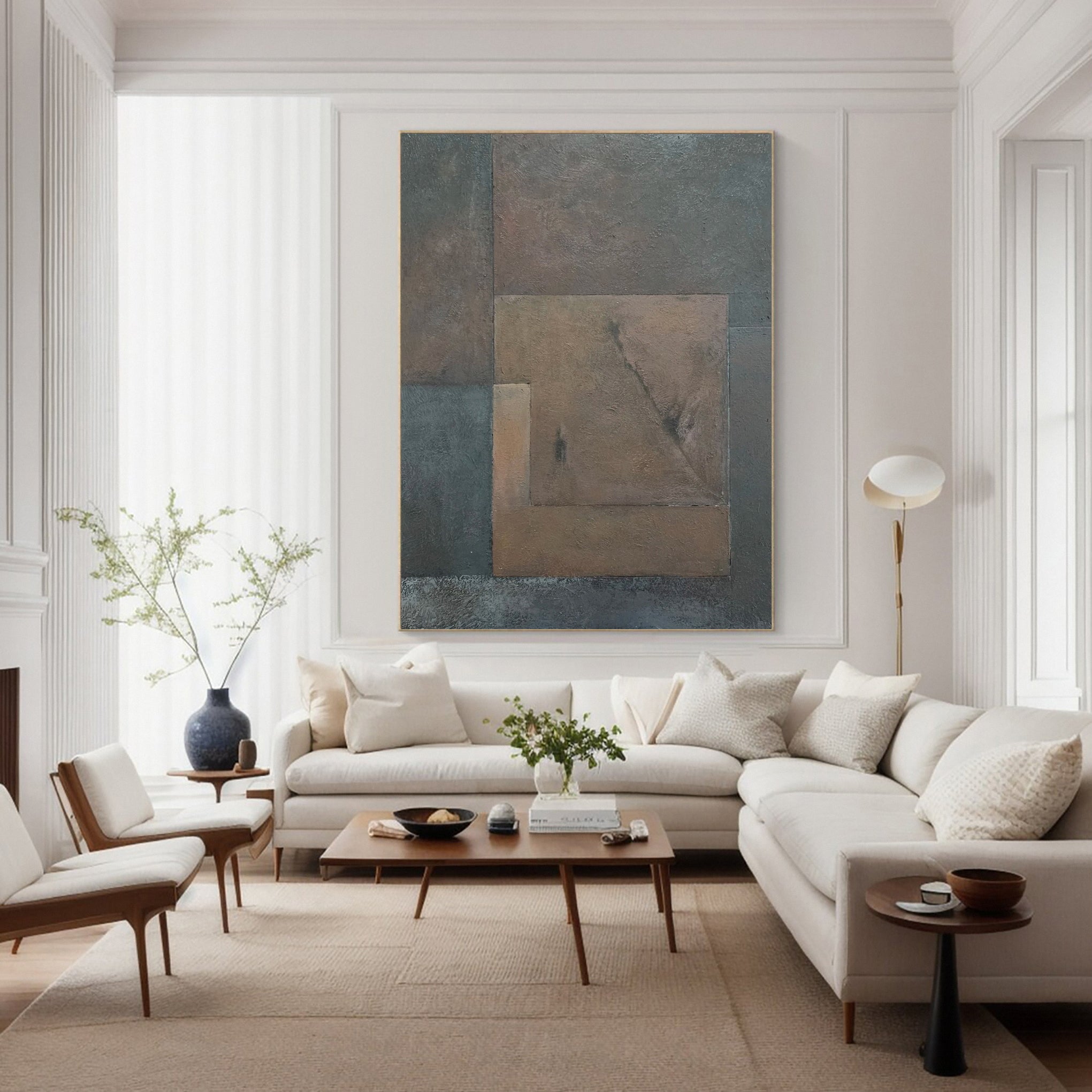 Minimalist Abstract with Geometric Overlap in Earthy Tones #BGA 230