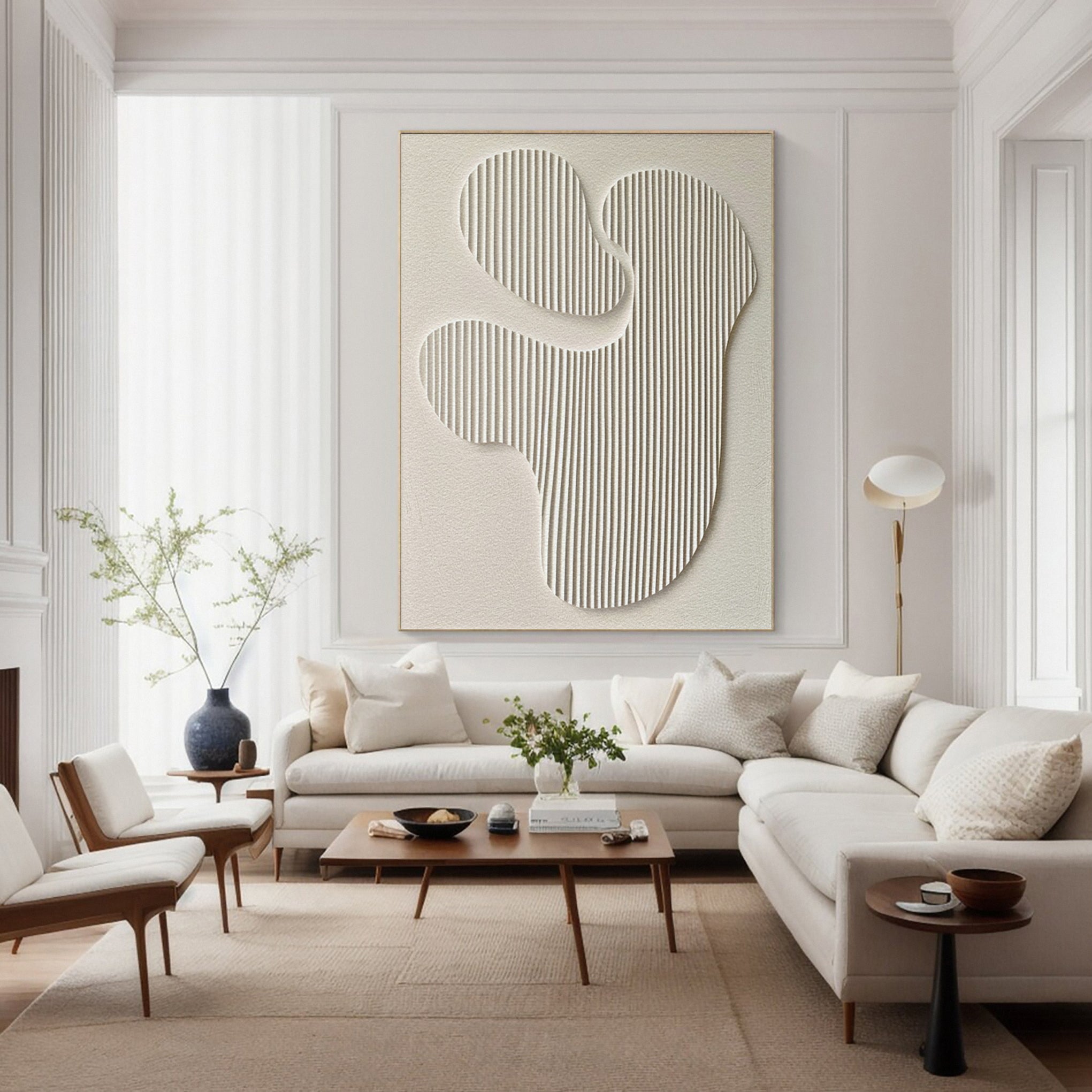 Minimalist Art with Textured Organic Forms and Vertical Lines #BGA 244