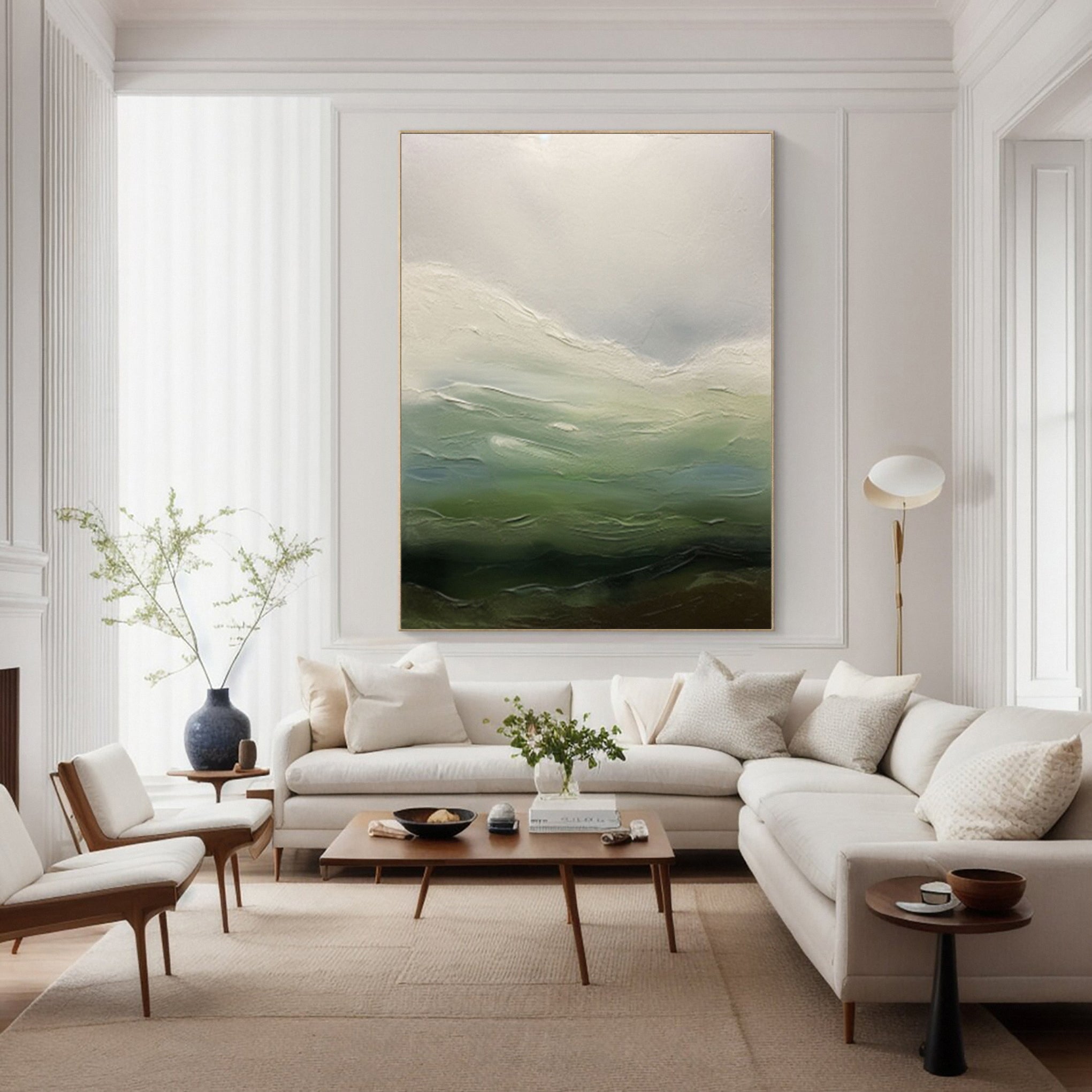 Contemporary Abstract with Blended Greens, Blues, and Whites #BGA 251