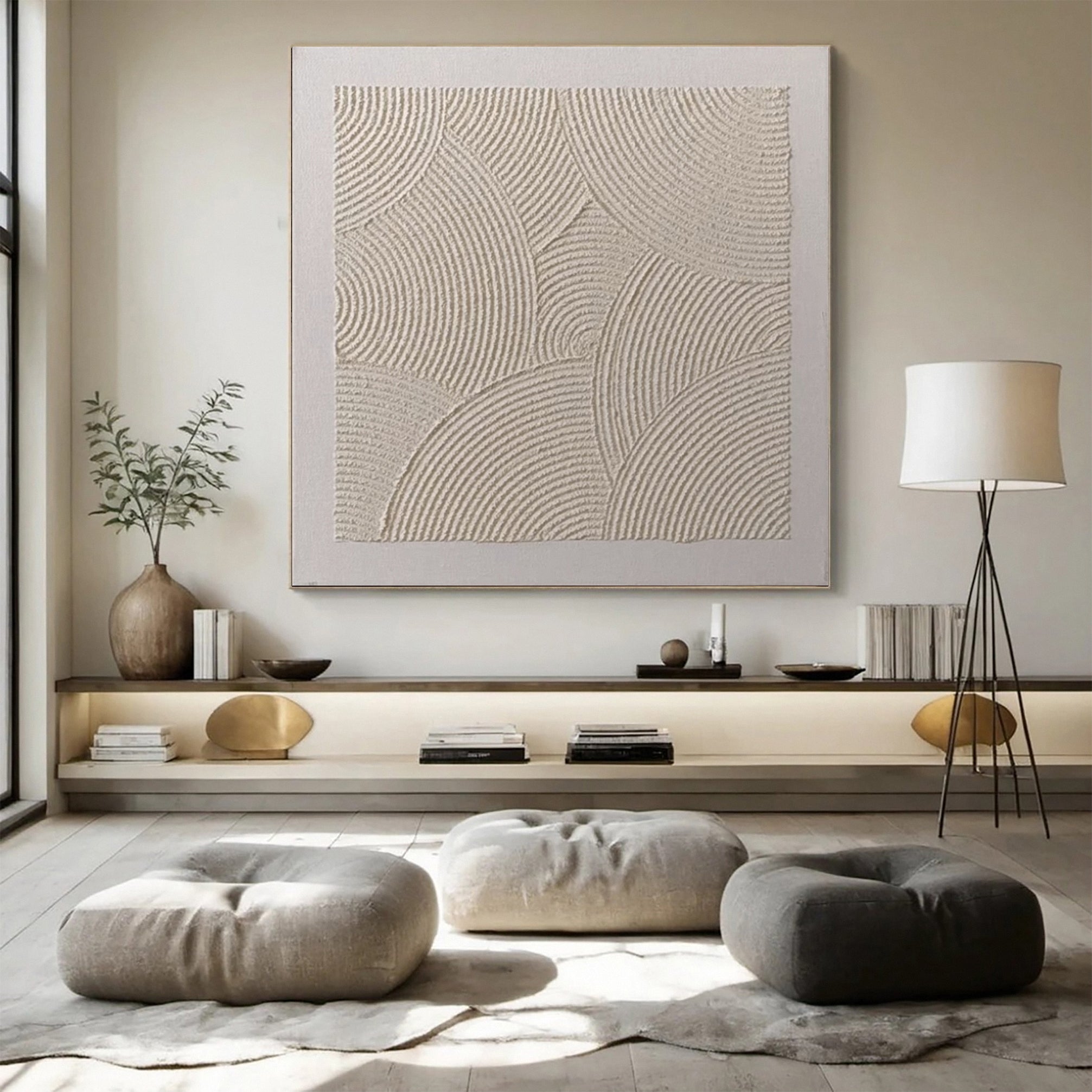 Modern Abstract Canvas with Textured Petal-like Segments #BGA 232