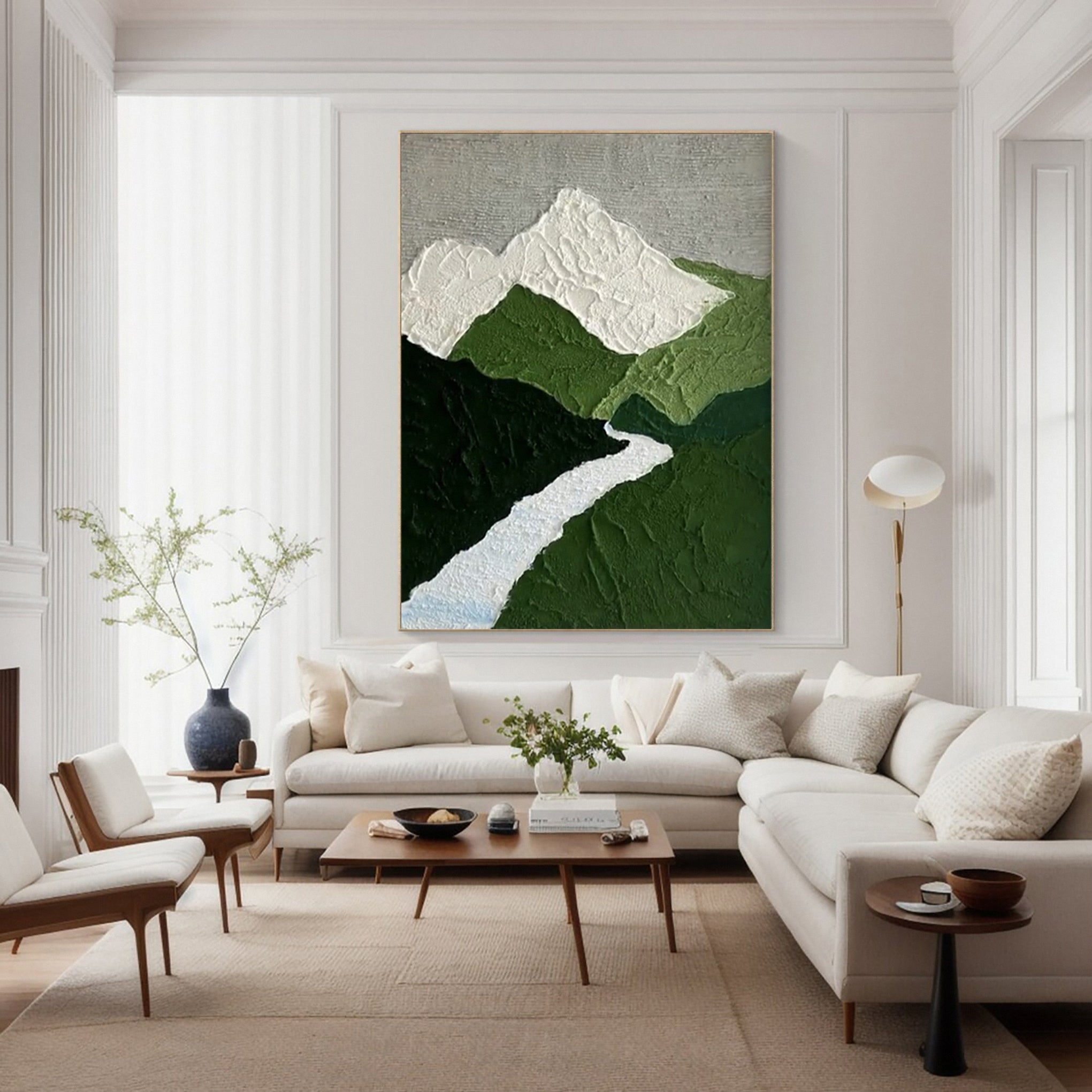 Abstract Canvas with Texture Evoking Peaks, Valleys And River #BGA 273