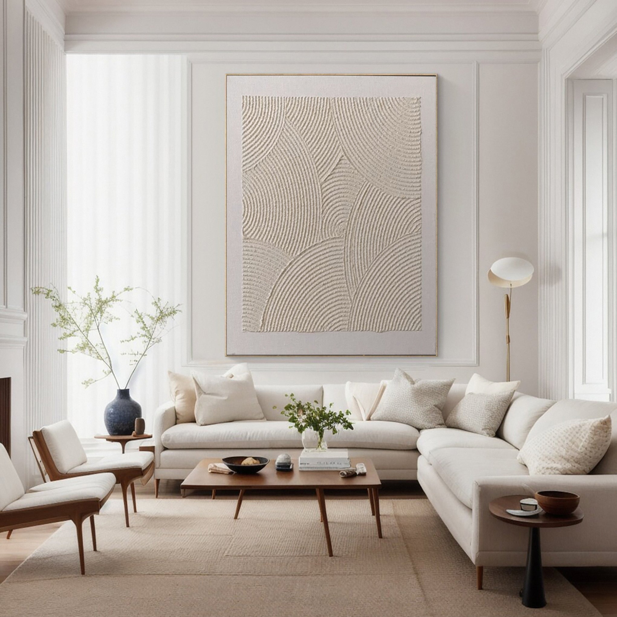 Modern Beige Abstract Canvas with Textured Petal-like Forms #BGA 231