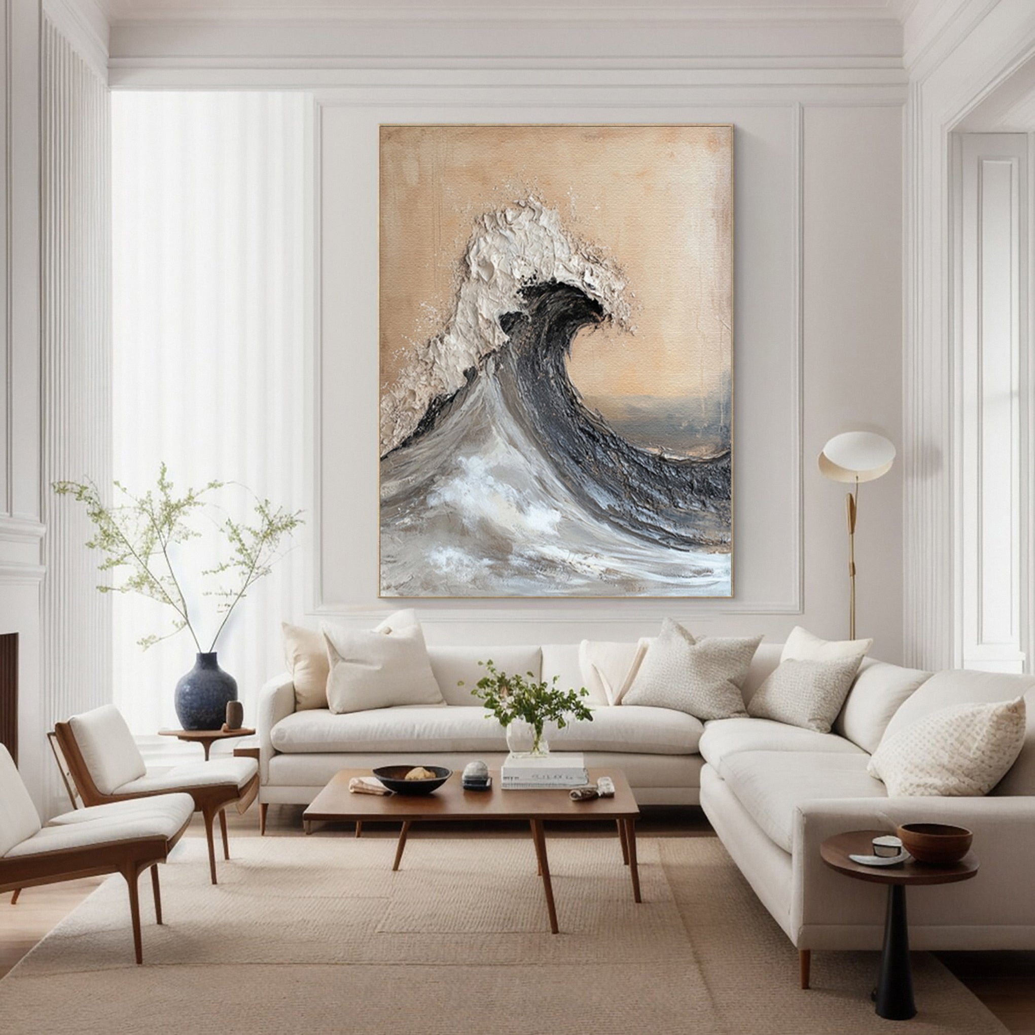 Modern Abstract Wave with Texture and Warm Neutral Backdrop #BGA 264