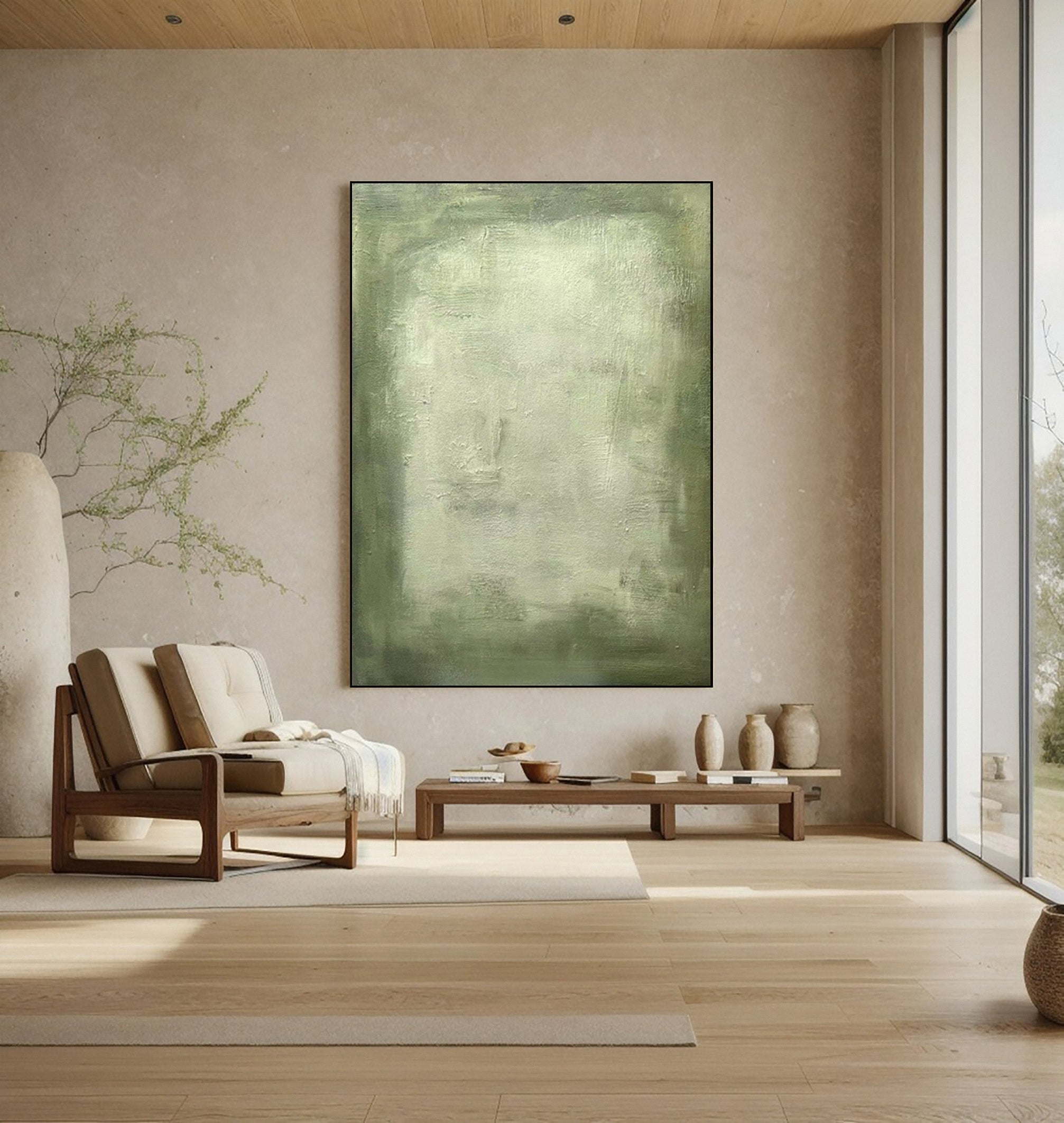 Contemporary Canvas with Green Tones and Tactile Surface #BGA 261