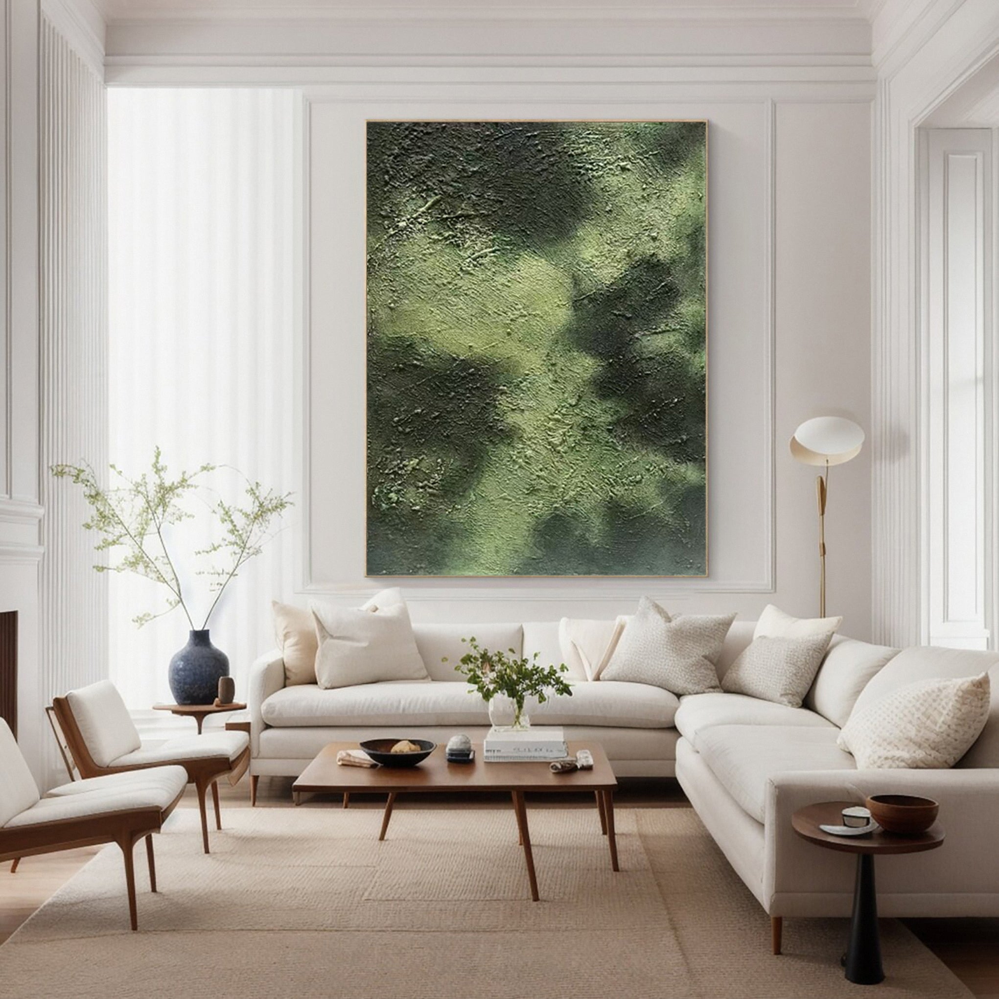 Modern Abstract Art with Deep Texture and Varied Green Hues #BGA 269