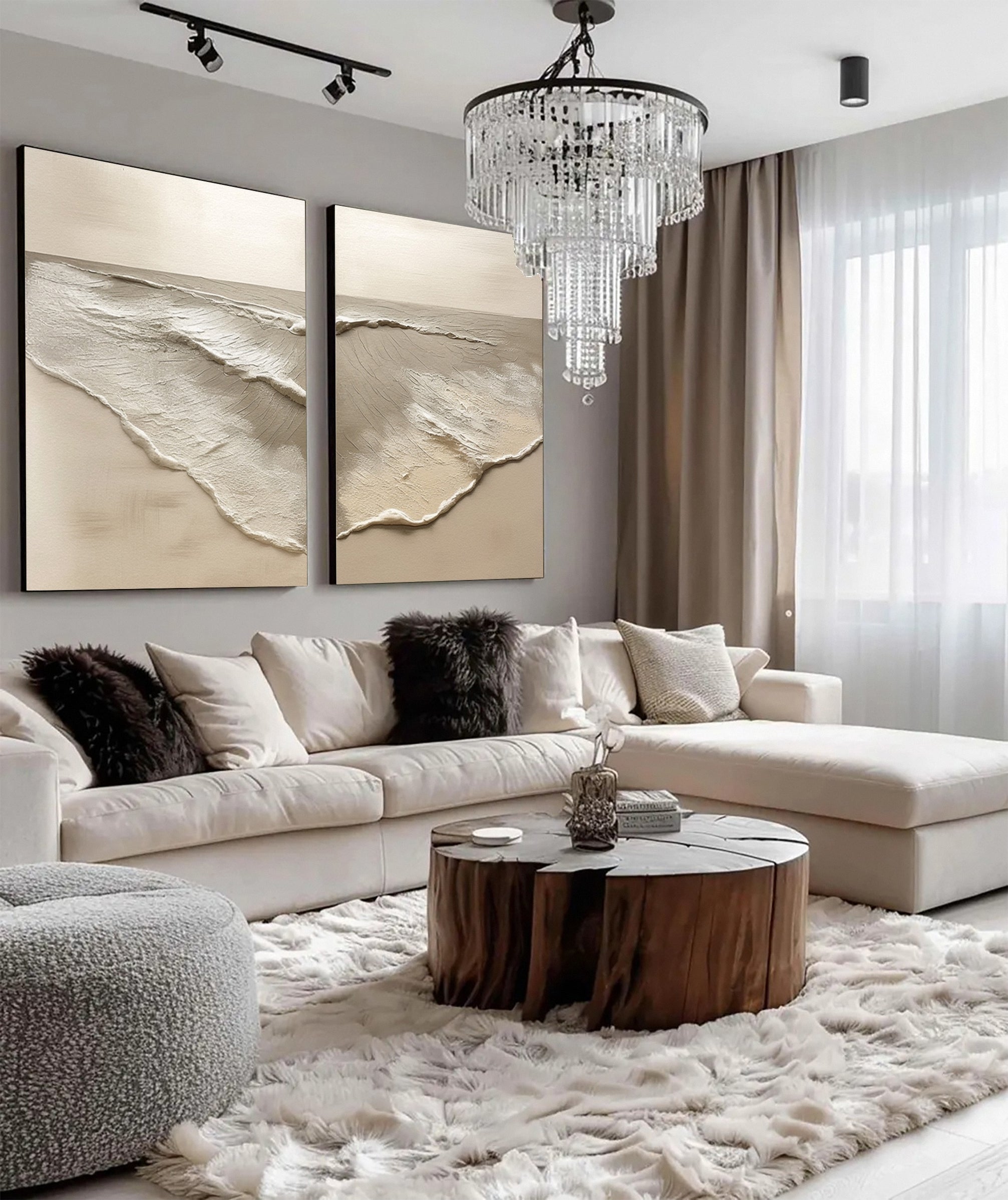 Abstract Beach Pair with Naturally Textured Muted Tones #BGA 220