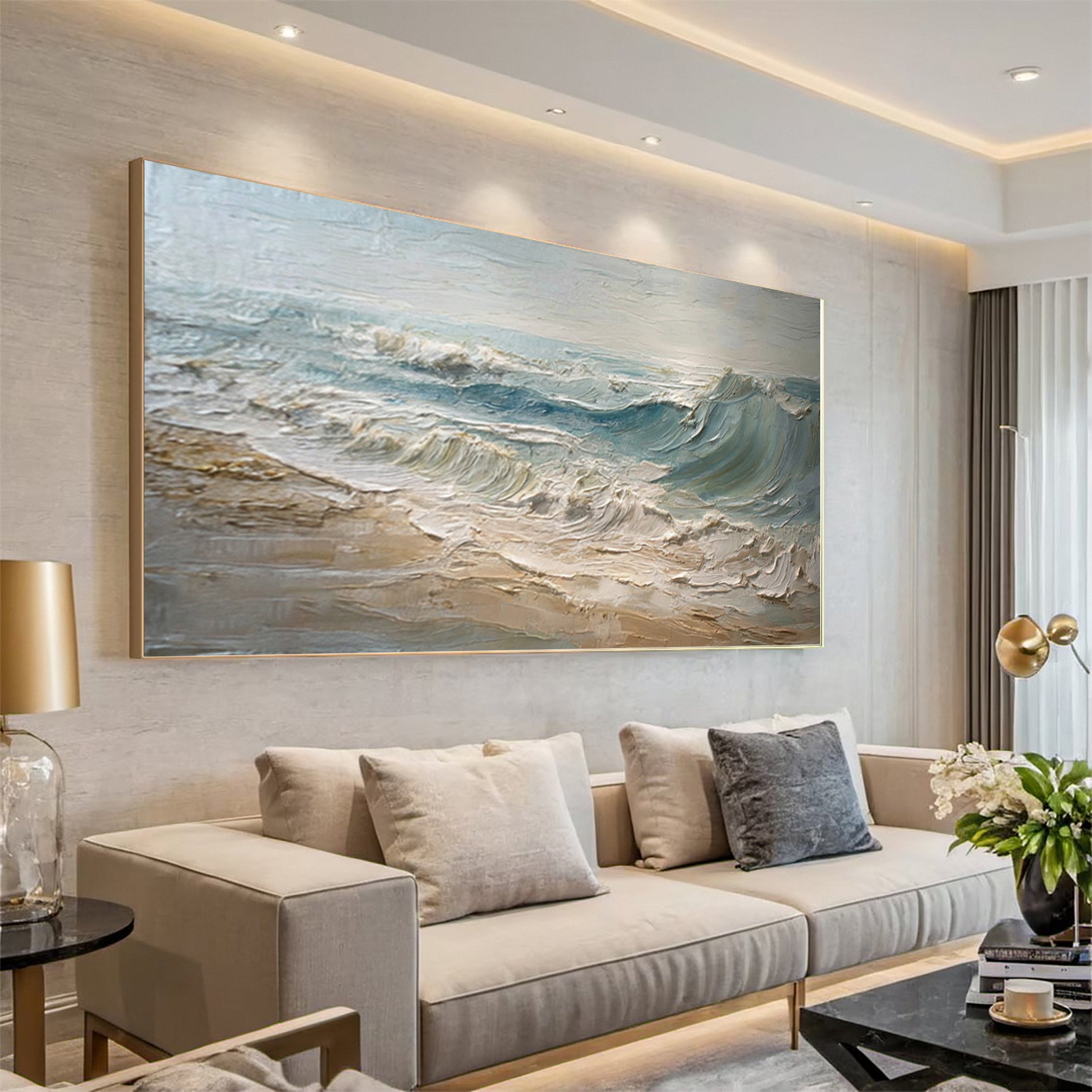 Contemporary Ocean Art Impasto Waves Wall Decor #WG 039