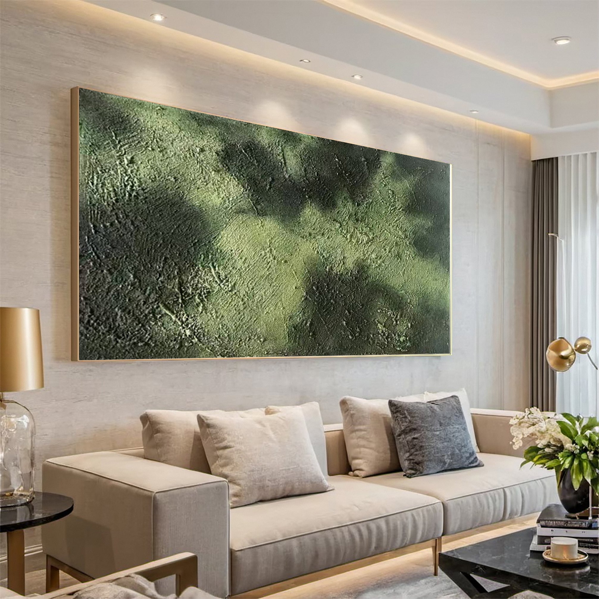 Green Abstract Ocean Wave Relief with Bold Tactile Surface #BGA 268